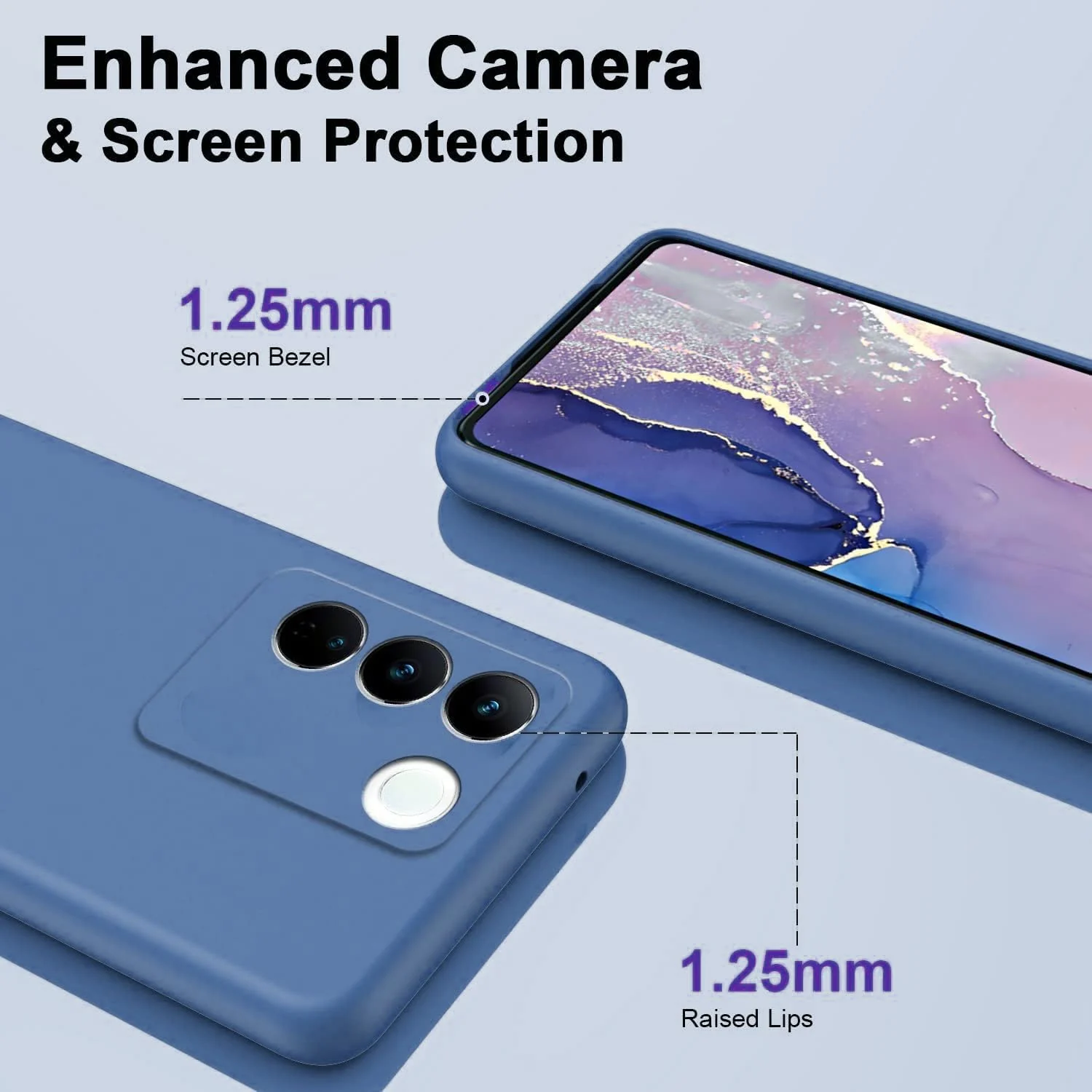 DL3 Mobilak Liquid Silicone Protective Case for vivo V27e / vivo S16e with Microfiber Lining and Shockproof Design - Lavender