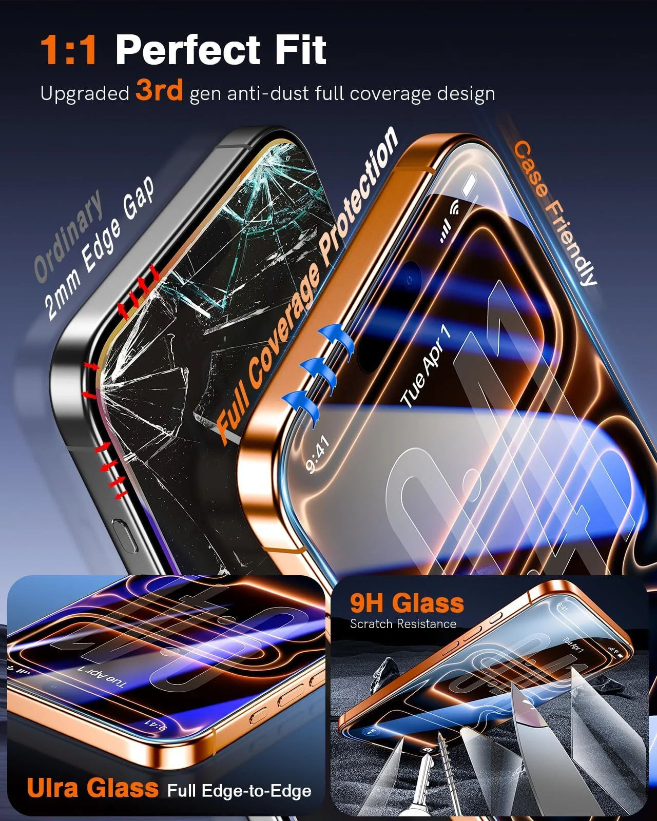 DL3 Mobilak for iPhone 17 Pro Max 6.9-Inch Tempered Glass Screen Protector, 9H Hardness Anti-Scratch Tempered Glass flim, Case Friendly, Anti-Scratch For iPhone 17 Pro Max - Clear