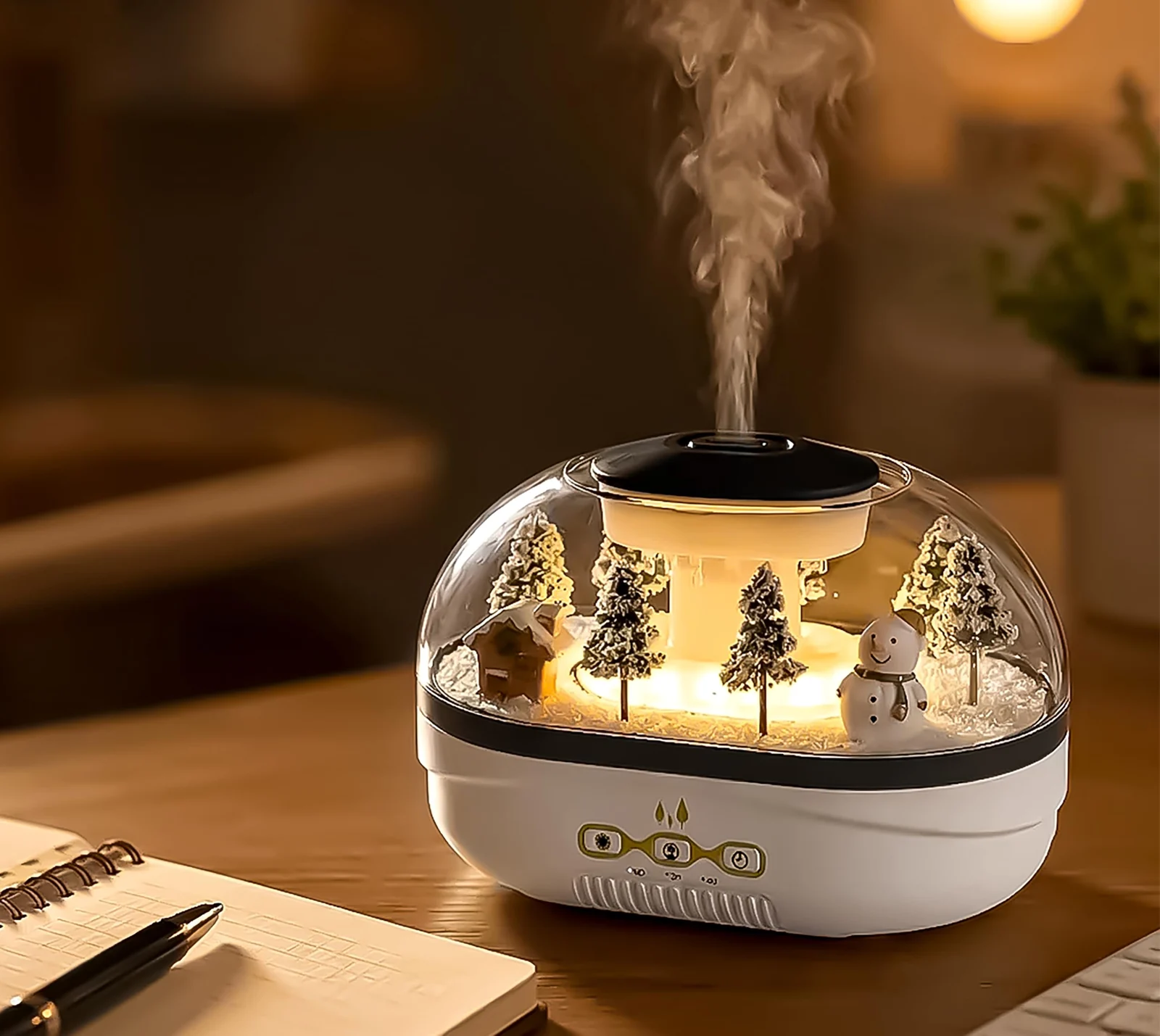 MOBIGON Raindrop Aroma Diffuser 400ML Humidifier | Quiet operation, 2/4H Timer, Warm Night Light, Fine Mist, Creative Micro Landscape Design, Auto Shut-Off for Office Home, Bedroom,Yoga,Meditation - Style-2
