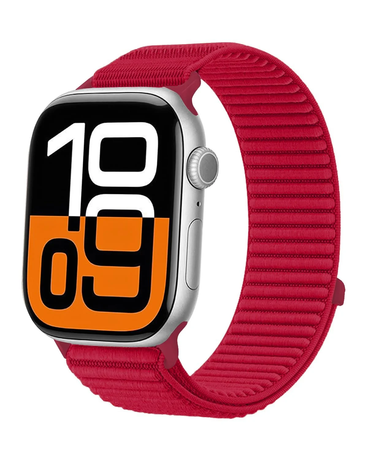DL3 Mobilak Nylon Loop Sport Band Compatible with Apple Watch Band 49mm 46mm 45mm 44mm 42mm Men Women, Stretchy Strap Elastic Fabric Wristband for iWatch Series 11 10 9 8 7 6 5 4 SE3 SE2 SE Ultra 3 2 1 - Red