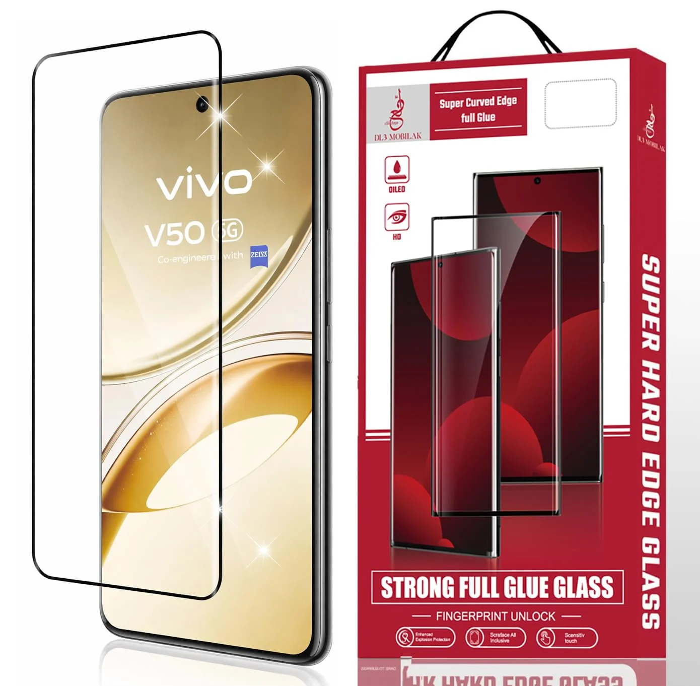 DL3 Mobilak Screen Protector for vivo V50 5G / vivo V50e 5G, Tempered Glass Screen Saver Premium HD Protective, Scratch Resistant, 9H Hardness, Full Coverage Film - Clear