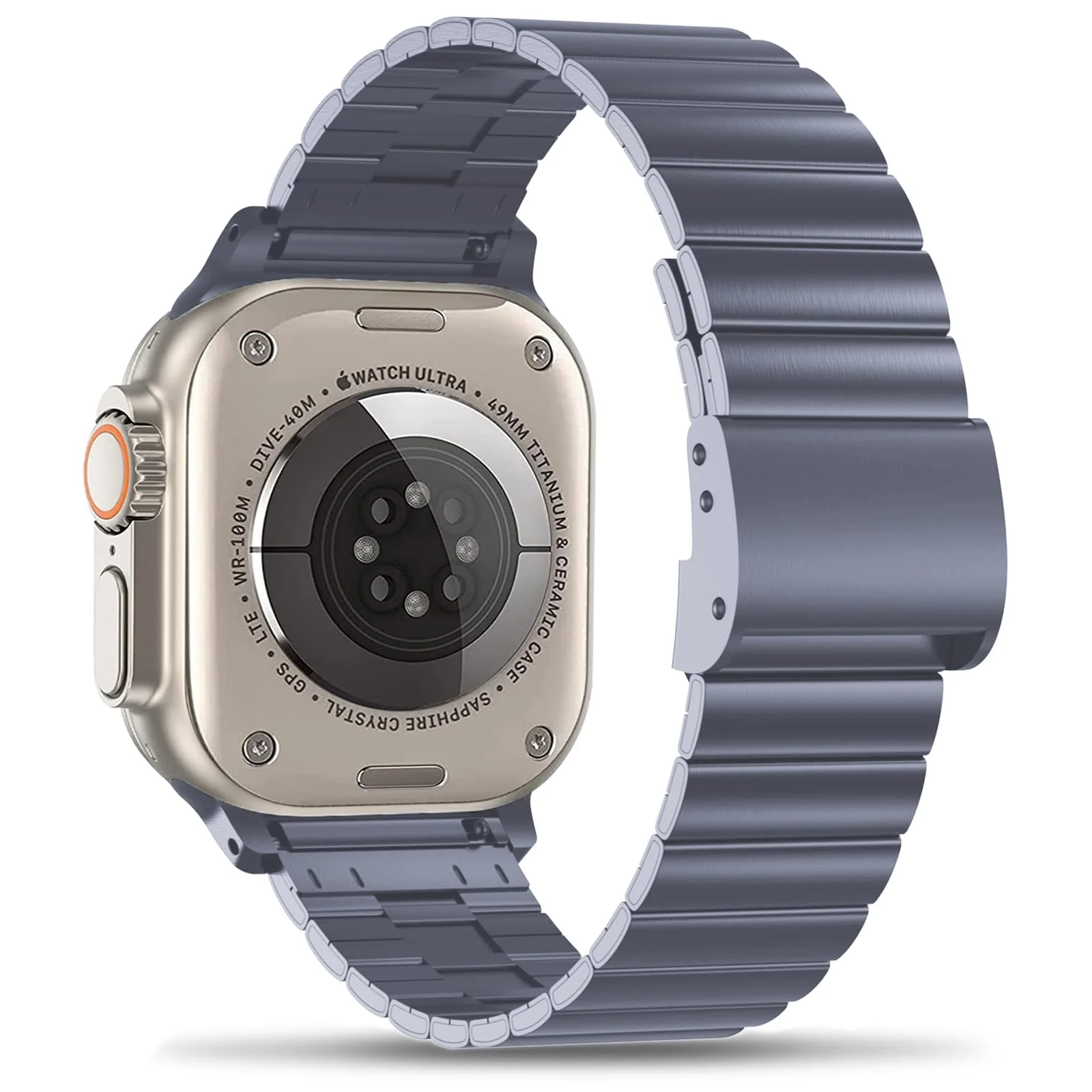 DL3 Mobilak Case with Strap For Apple Watch Ultra 2 49mm Stainless Steel Metal Straps, Hard PC Case With Glass Screen Protector Cover with Strap Bands for Apple Watch Ultra 49mm - Black