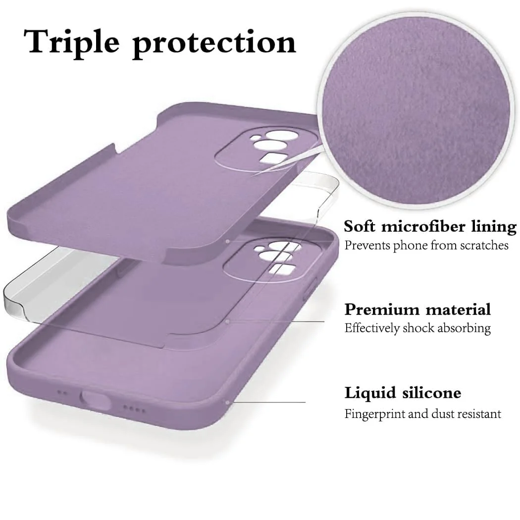 DL3 Mobilak Liquid Silicone Protective Case with Soft Microfiber Lining with Full Camera Protection for OPPO Reno 10 Pro+ Plus 5G - Lavender