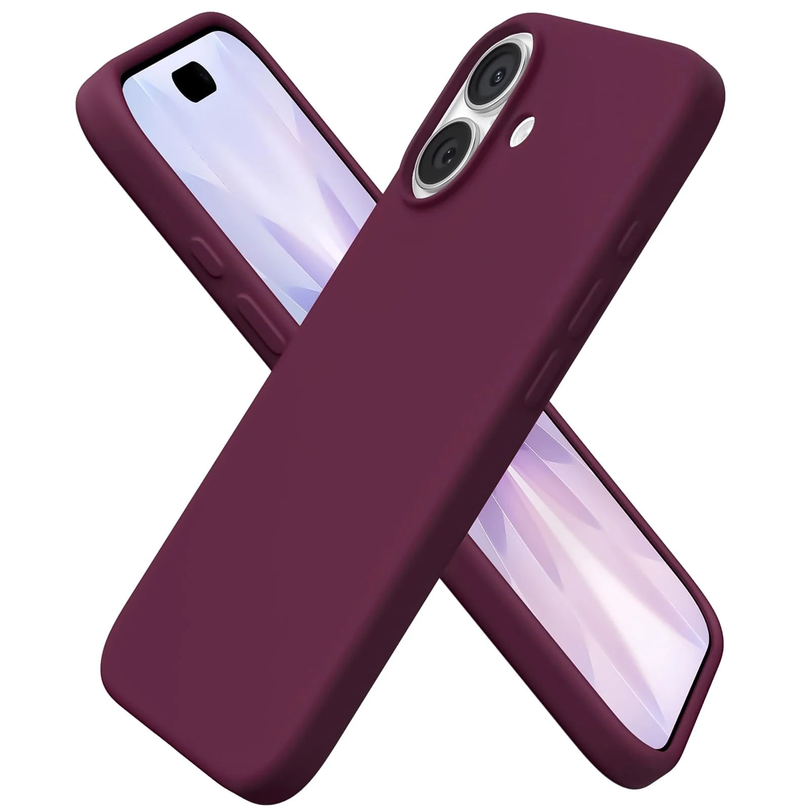 DL3 Mobilak Liquid Silicone Protective Case for iPhone 17 6.3-Inch with Microfiber Lining and Shockproof Design - Wine Red 2