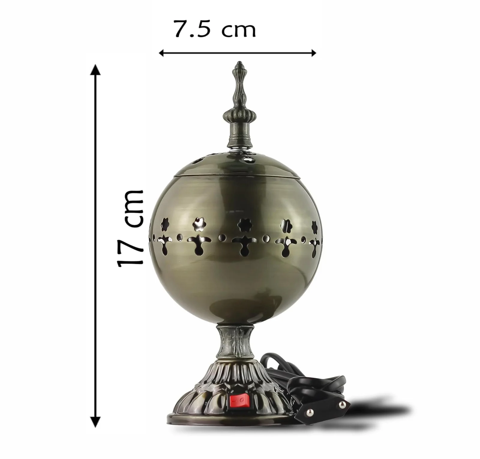 Mobigon Arabian Electric Incense Burners metal Vintage Arabic Burner, Middle Eastern Incense Holder- Electric Incense Burner Bakhoor Suitable For Arabian Oud, Home, Hotel Decor - H. Bronze