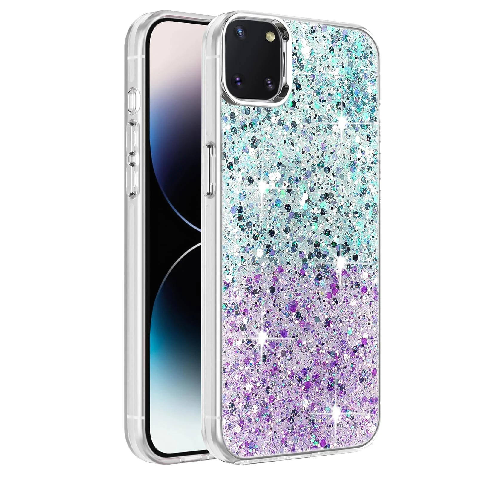 DL3 Mobilak Glitter Protective Case for Samsung Galaxy Note 10 Lite, Supports wireless charging, Camera protection, Shock-absorbing protection - Green Purple