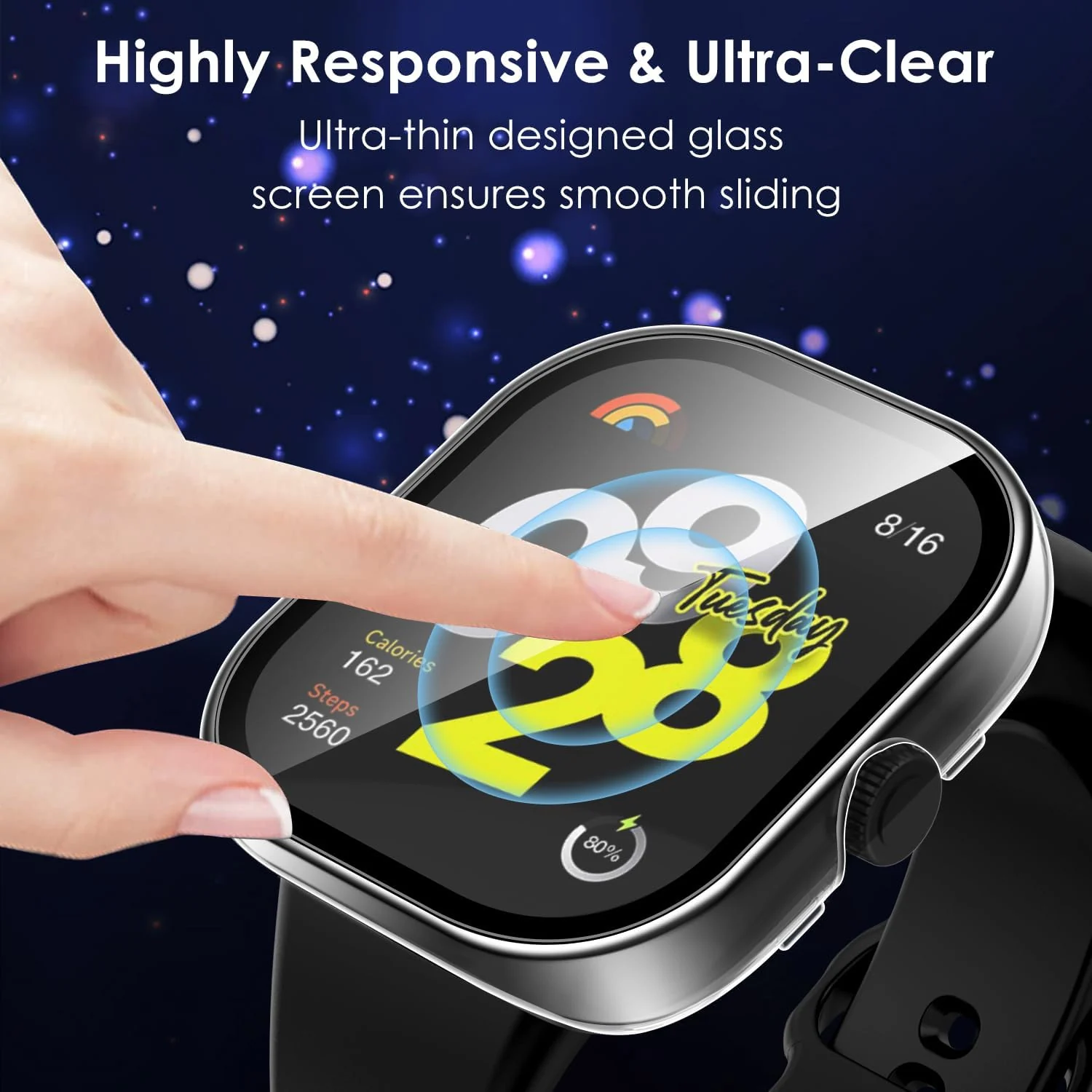 DL3 Mobilak For Xiaomi Redmi Watch 4 Case with Tempered Glass Screen Protector for xiaomi redmi Watch 4, 9H Hardness 360° All-Round Protective Ultra Thin Protective PC Case - Clear