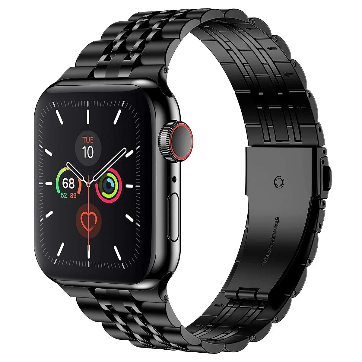 DL3 MOBILAK Band For Apple Watch Ultra Band 49mm 45mm 44mm 42mm 41mm 40mm 38mm, Metal Stainless Steel Strap for Apple Watch Series 8 Ultra 7 6 5 4 3 2 1 Se (42MM/44MM/45MM/49MM) - Black