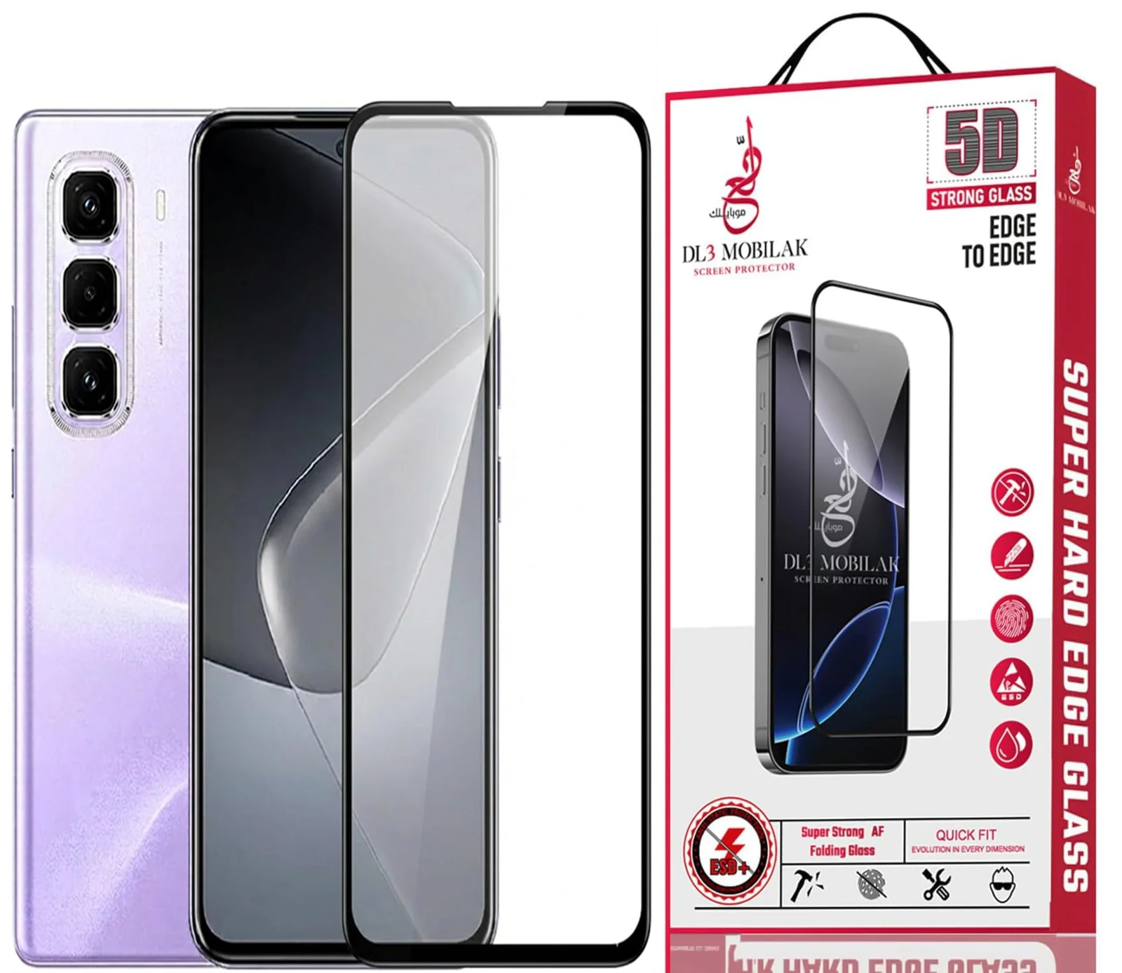 DL3 Mobilak Screen Protector for infinix hot 50 pro plus, Tempered Glass Screen Saver Premium HD Protective, Scratch Resistant, NO-Bubble, 9H Hardness, Full Coverage Film - Clear