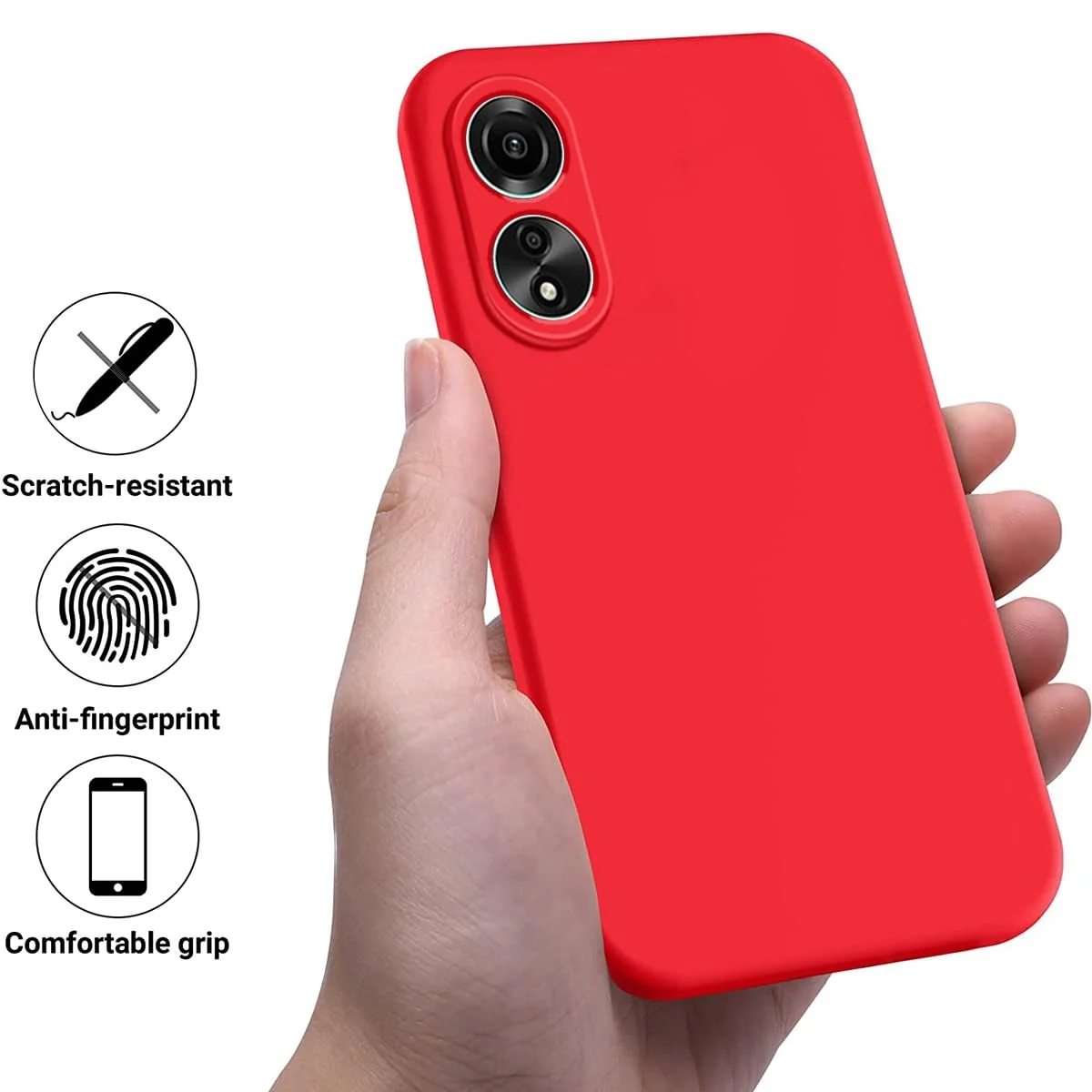 DL3 Mobilak OPPO A78 Case, Soft Flexible Silicone Gel Rubber Bumper Cover, Full Body Shockproof Protective Phone Case - Red