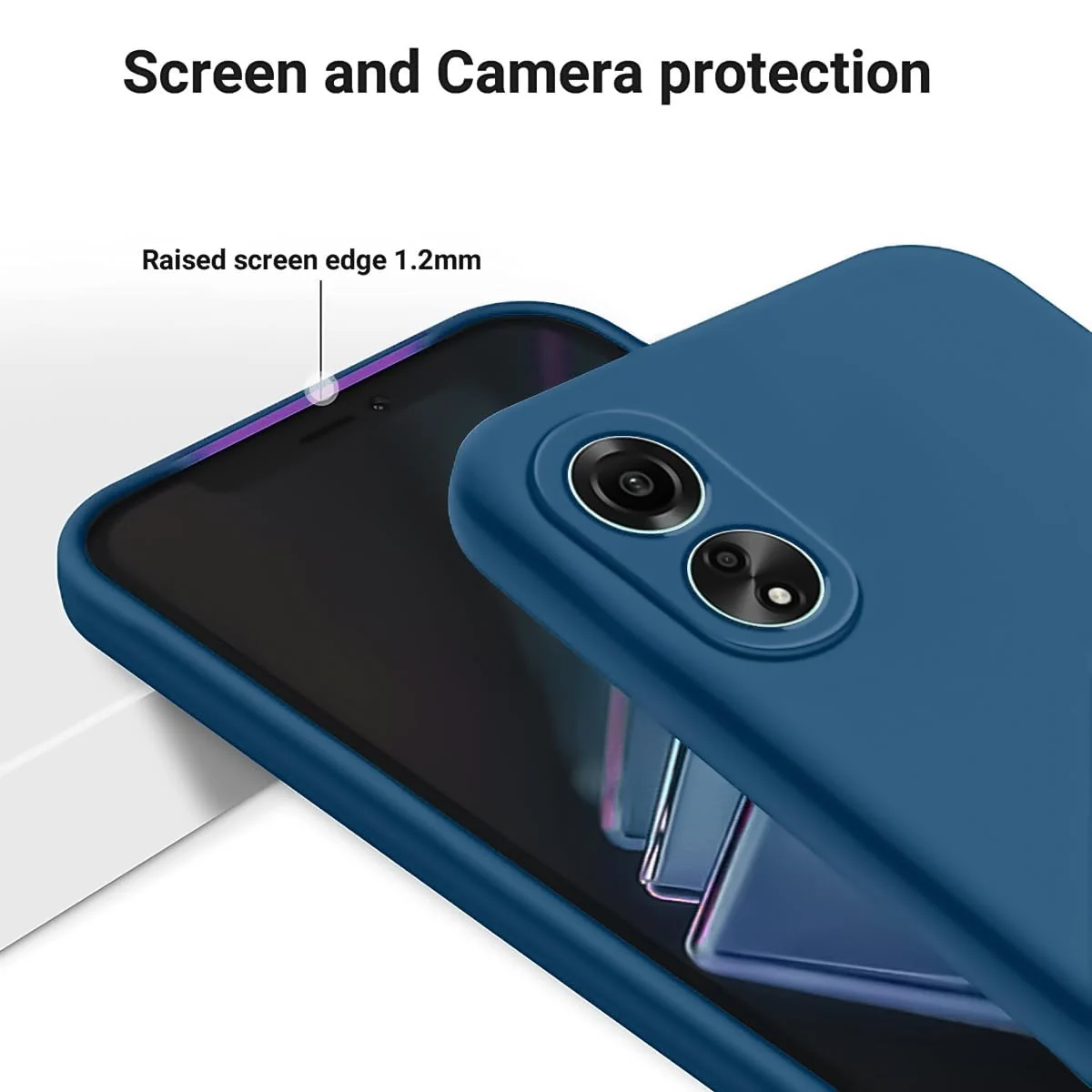 DL3 Mobilak Soft Silicone Protective Case for OPPO A78 with Microfiber Lining and Shockproof Design - Royal Blue