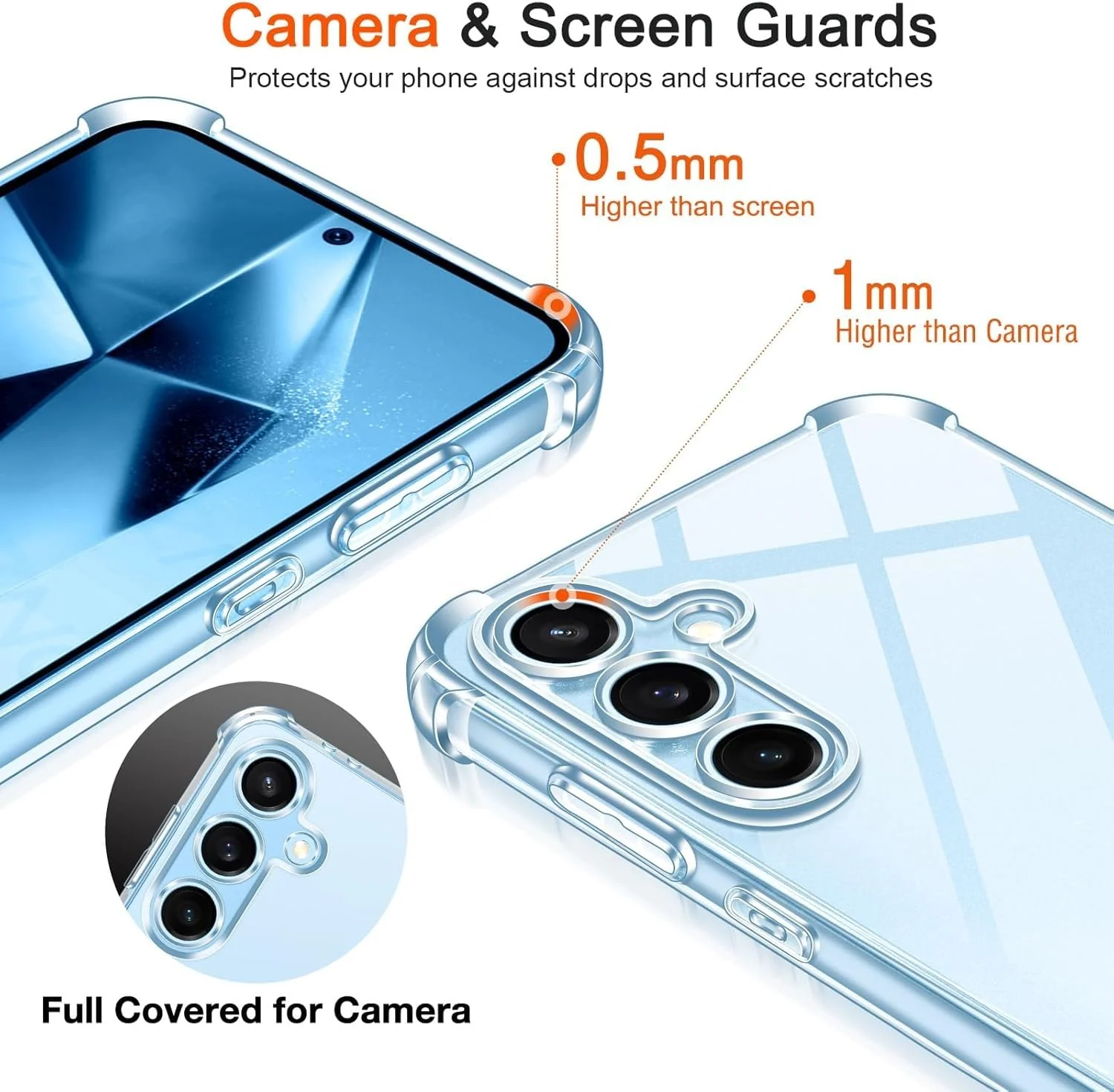 DL3 MOBILAK Case Compatible with Samsung Galaxy S24 FE, Cover SiliconeTransparent TPU Gorilla Anti-shock Protector Camera Shockproof Corners - Clear
