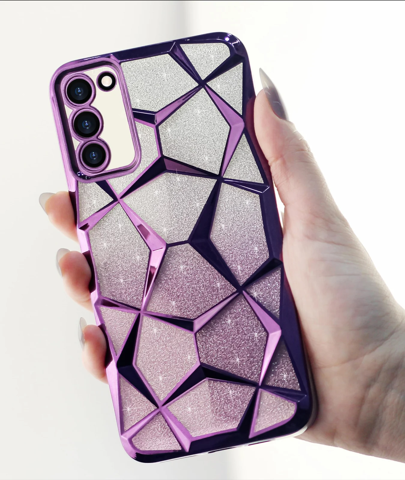 DL3 Mobilak Compatible with Xiaomi Redmi 15 4G/5G Case Plating Bling Gradient Glitter Clear Cover Soft TPU Silicone Cute Camera Protection Shockproof Back for Women Girls Case - Purple