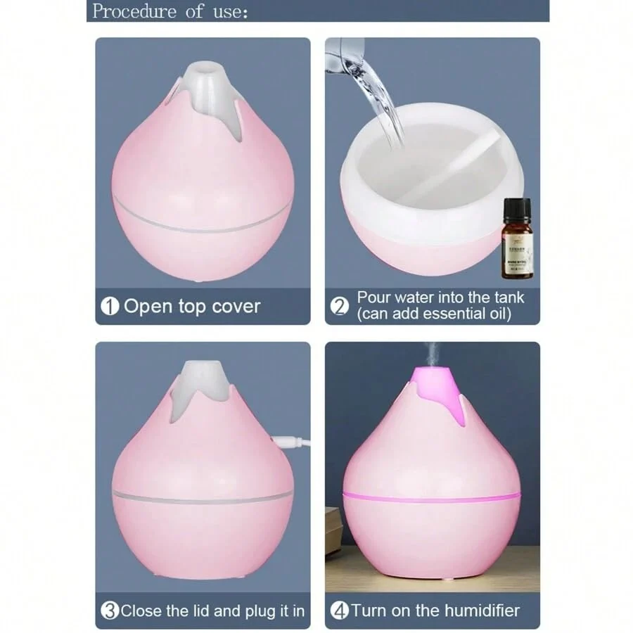 Mobigon Wood Cool Mist Ultrasonic Humidifier for Room Moisture, Aroma Diffuser for Home, 350ml Essential Oil Diffuser with 7 Colorful Night Light, Auto Shut-Off, Home, Office - White