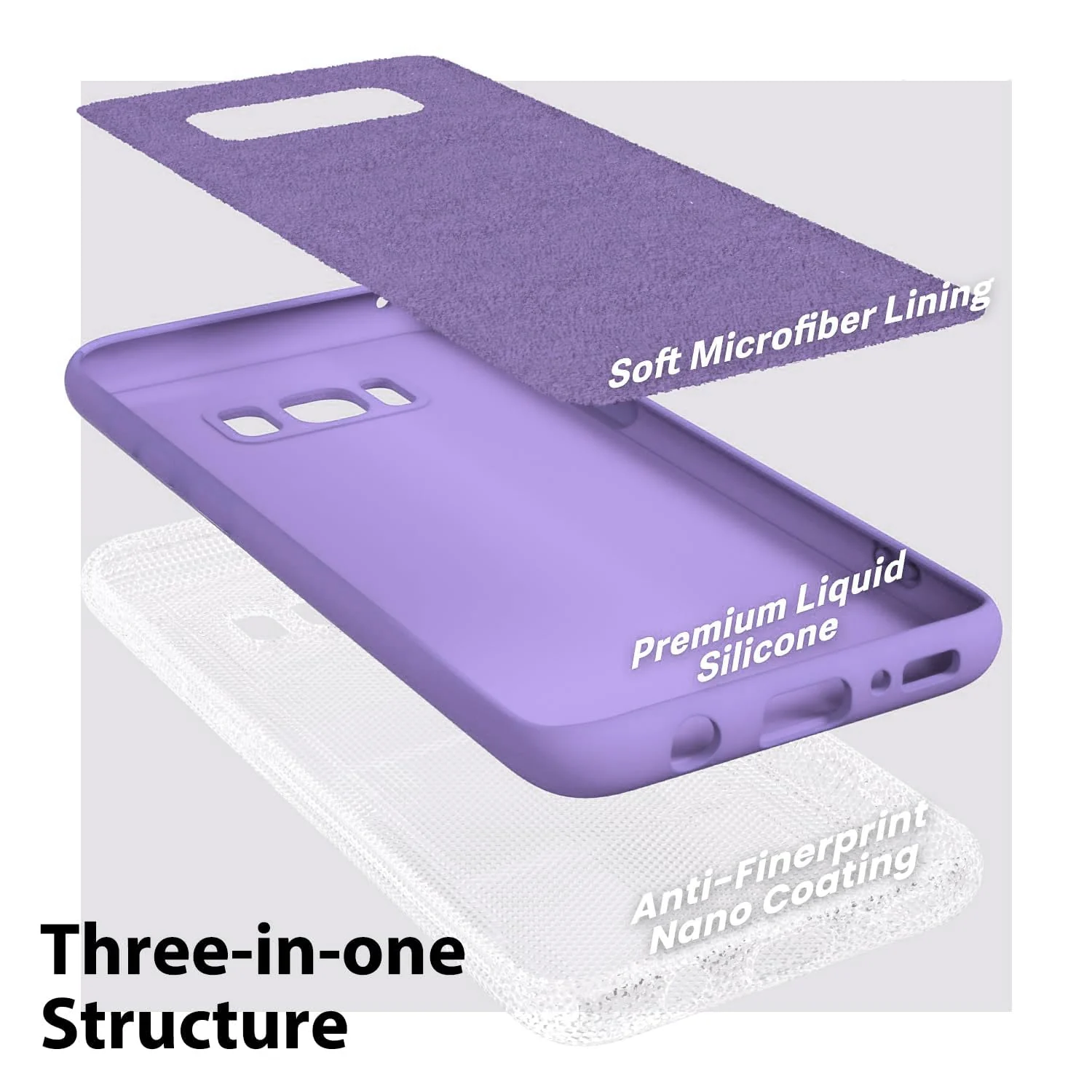 DL3 Mobilak Liquid Silicone Protective Case with Soft Microfiber Lining with Full Camera Protection for Samsung Galaxy S8+ Plus - Light Purple