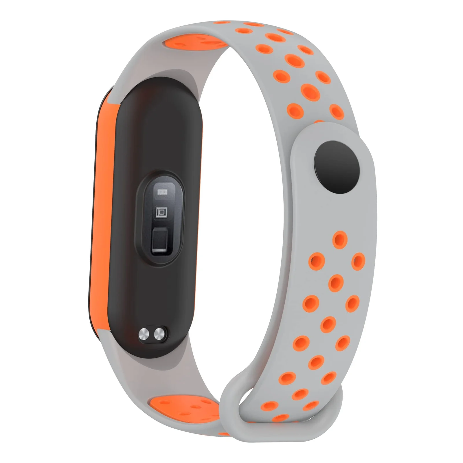 DL3 Mobilak Strap Compatible with Xiaomi Mi Band 4 / Mi Band 3, Women Men Armband, Two Colours Breathable Adjustable Soft Silicone Replacement Strap Compatible with Xiaomi Mi Band 3/4 - Gray Orange