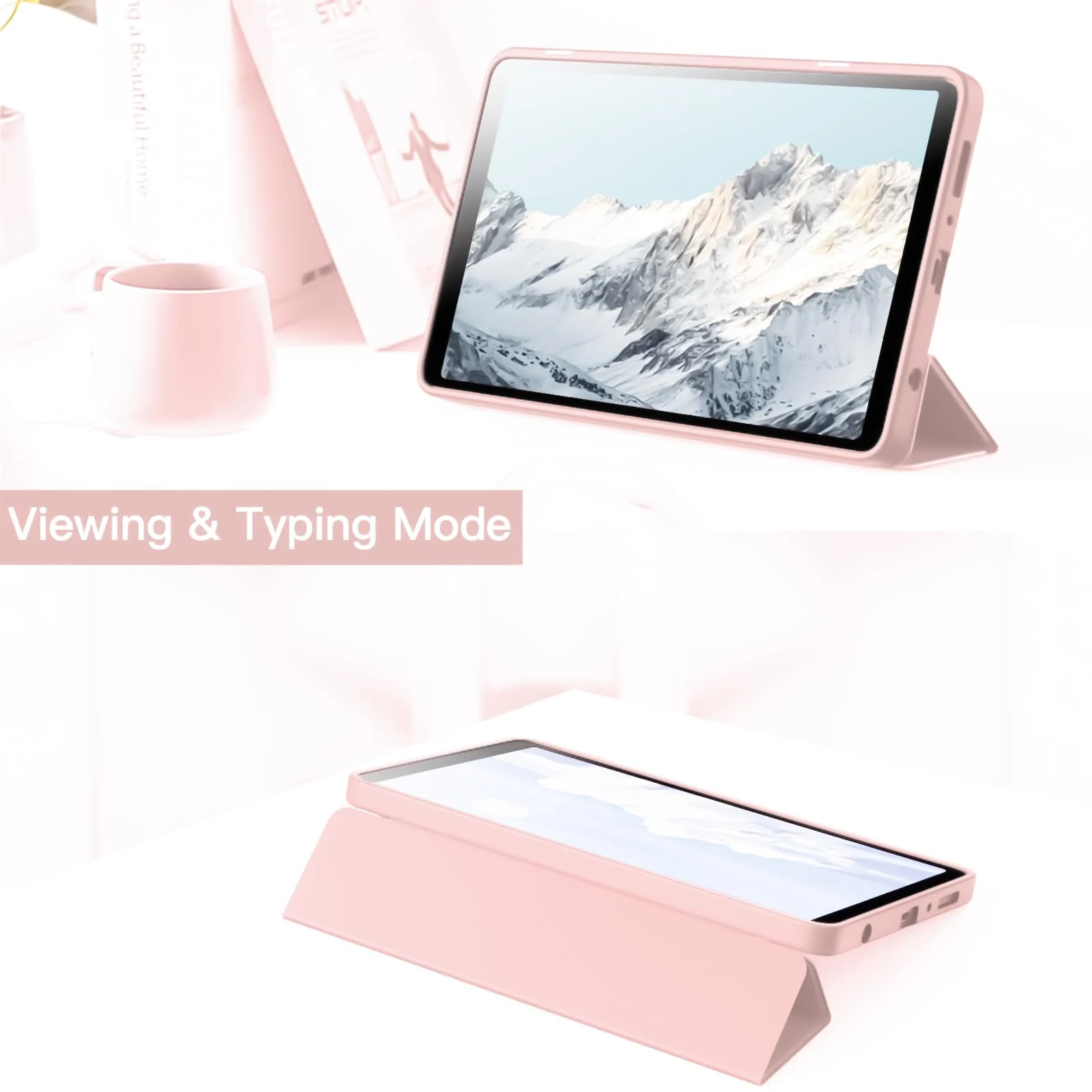 DL3 Mobilak Samsung Galaxy Tab A9 Cover Case 8.7 inch Tablet Cover [SM-X110/X115/X117] Case with Pen Holder, Soft TPU Back Trifold Stand Protective Smart Cover Flip, Auto Wake&Sleep - Pink