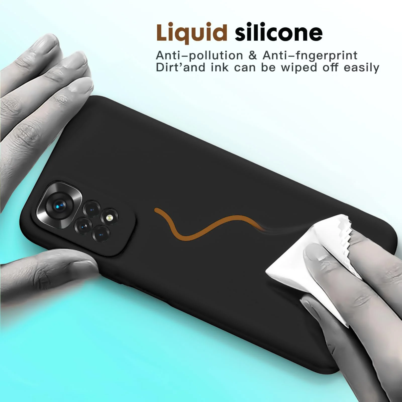DL3 Mobilak Liquid Silicone Case for Xiaomi Redmi Note 12 Pro 4G / Redmi Note 11 Pro 4G / 5G, Not compatible with MagSafe, Supports wireless charging, Camera protection - Black