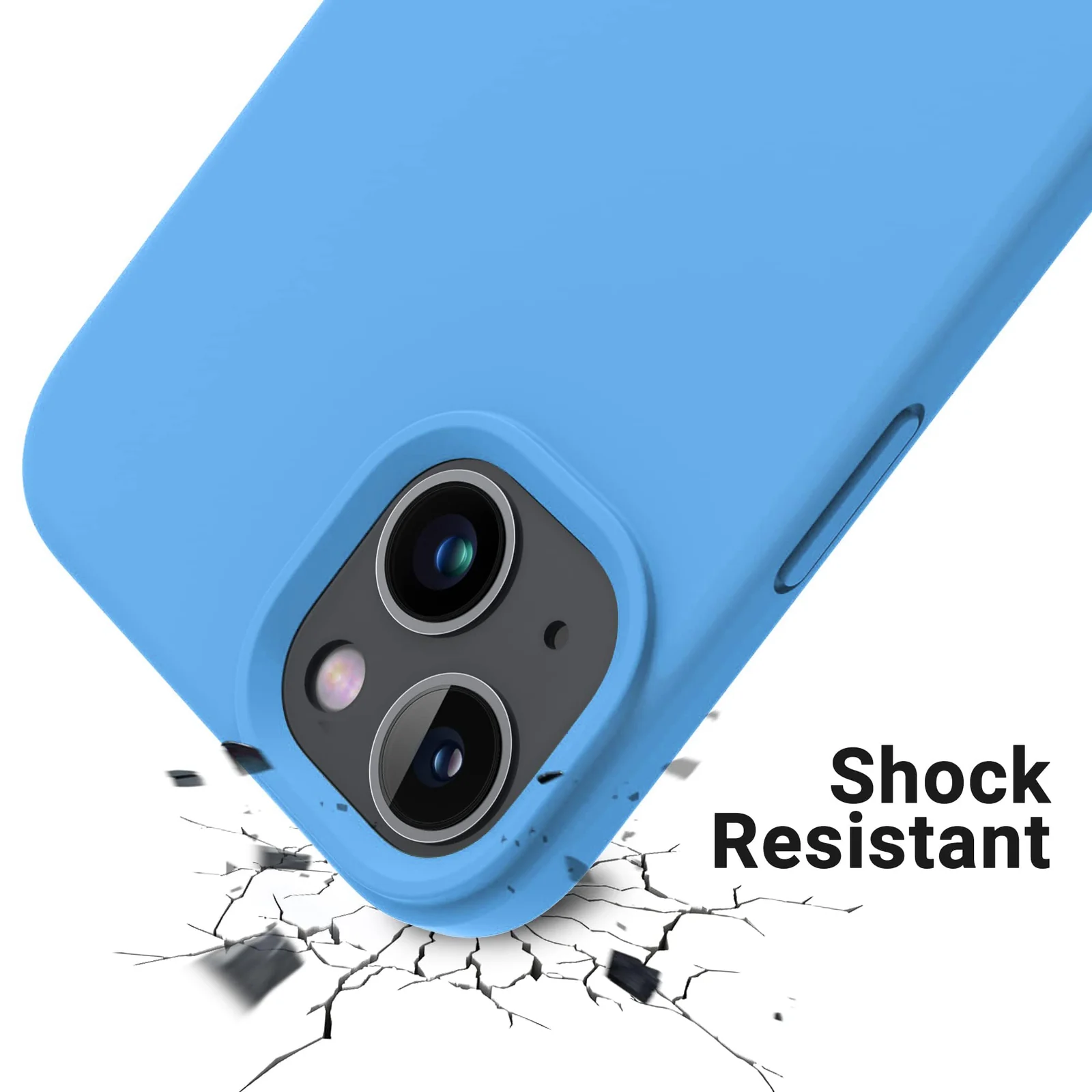 DL3 Mobilak Liquid Silicone Case for iPhone 13 / iPhone 14 (6.1 Inch), Shock-absorbing protection, Scratch-resistant surface, Soft microfiber lining - Sky Blue