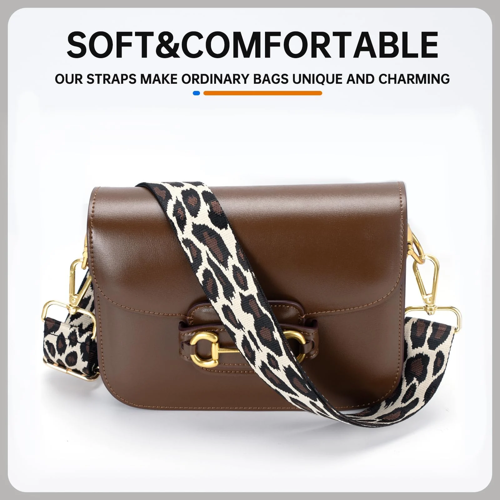 DL3 Mobilak Adjustable Wide Crossbody Bag Strap for Women, Replacement Shoulder Strap for Handbags, Totes & Purses with Elegant Embroidered Pattern and Metal Hooks - Green/White/Black