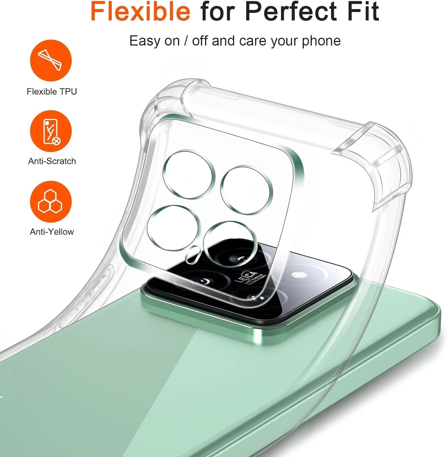 DL3 Mobilak Clear TPU Protective Case for Xiaomi 14 with Camera Protection and Shockproof Design - Clear