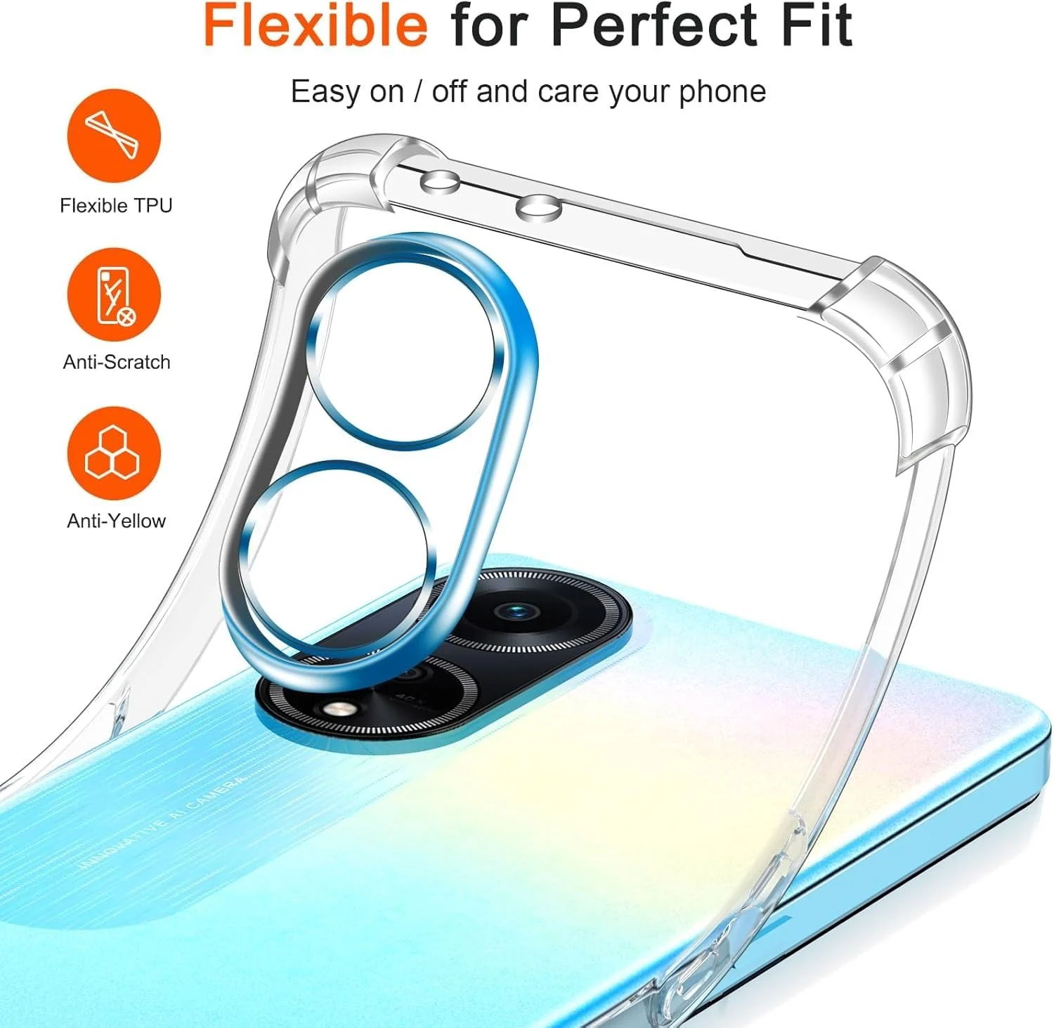 DL3 Mobilak Clear TPU Protective Case for OPPO A98 5G / OPPO A1 5G / OPPO F23 5G with Camera Protection and Shockproof Design - Clear