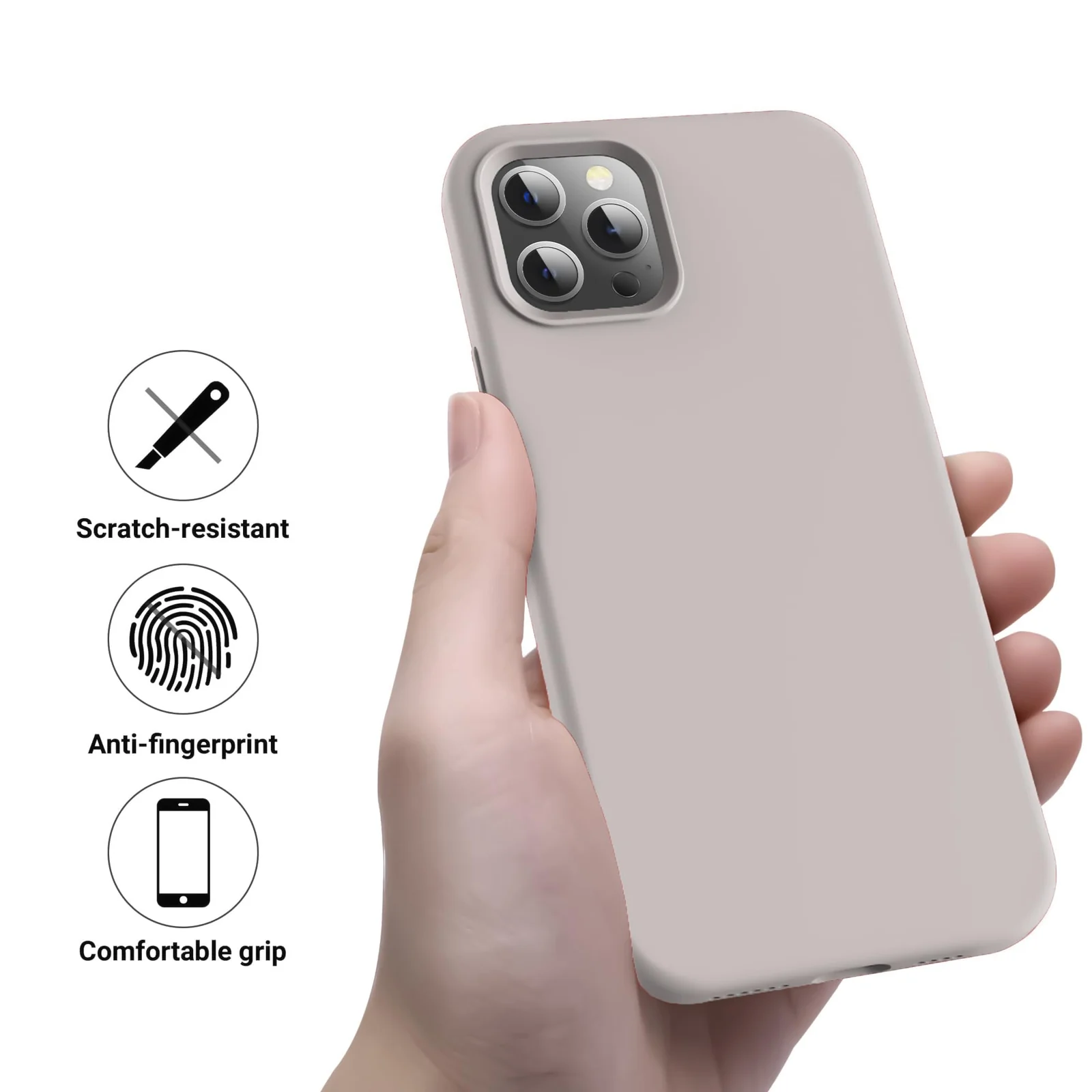 DL3 Mobilak Compatible with iPhone 11 Pro (5.8 Inch) Case, Liquid Silicone Case, Full Body Protective Cover, Shockproof, Slim Phone Case, Anti-Scratch Soft Microfiber Lining - Stone