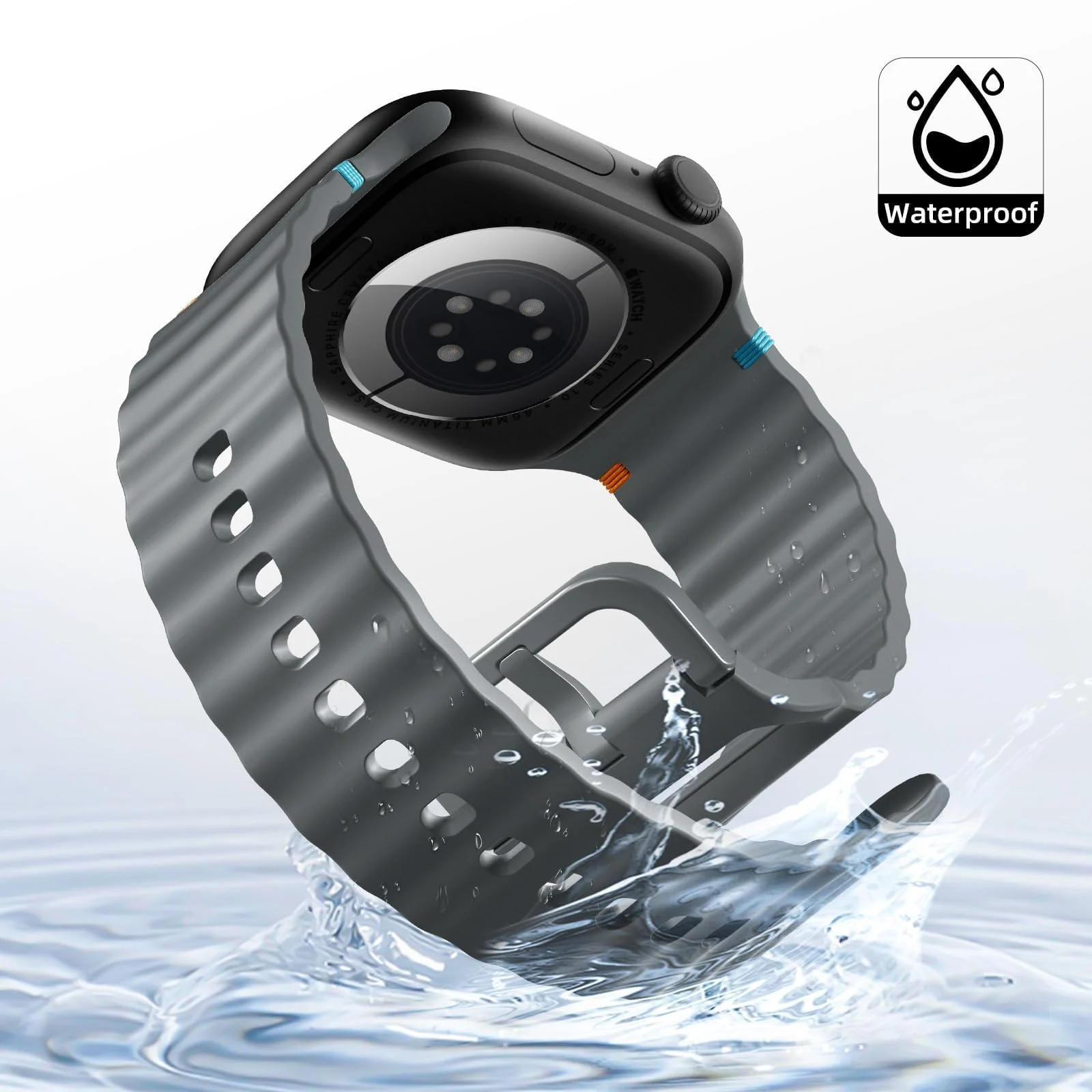 DL3 Mobilak Sport Strap for Apple Watch 49mm (Ultra 3/2/1) 46mm 45mm 44mm 42mm for Women Men, Soft Silicone Replacement Strap for iWatch Series 11/10/9/8/7/6/5/4/3/2/1/SE 3 2 1 - Space Gray