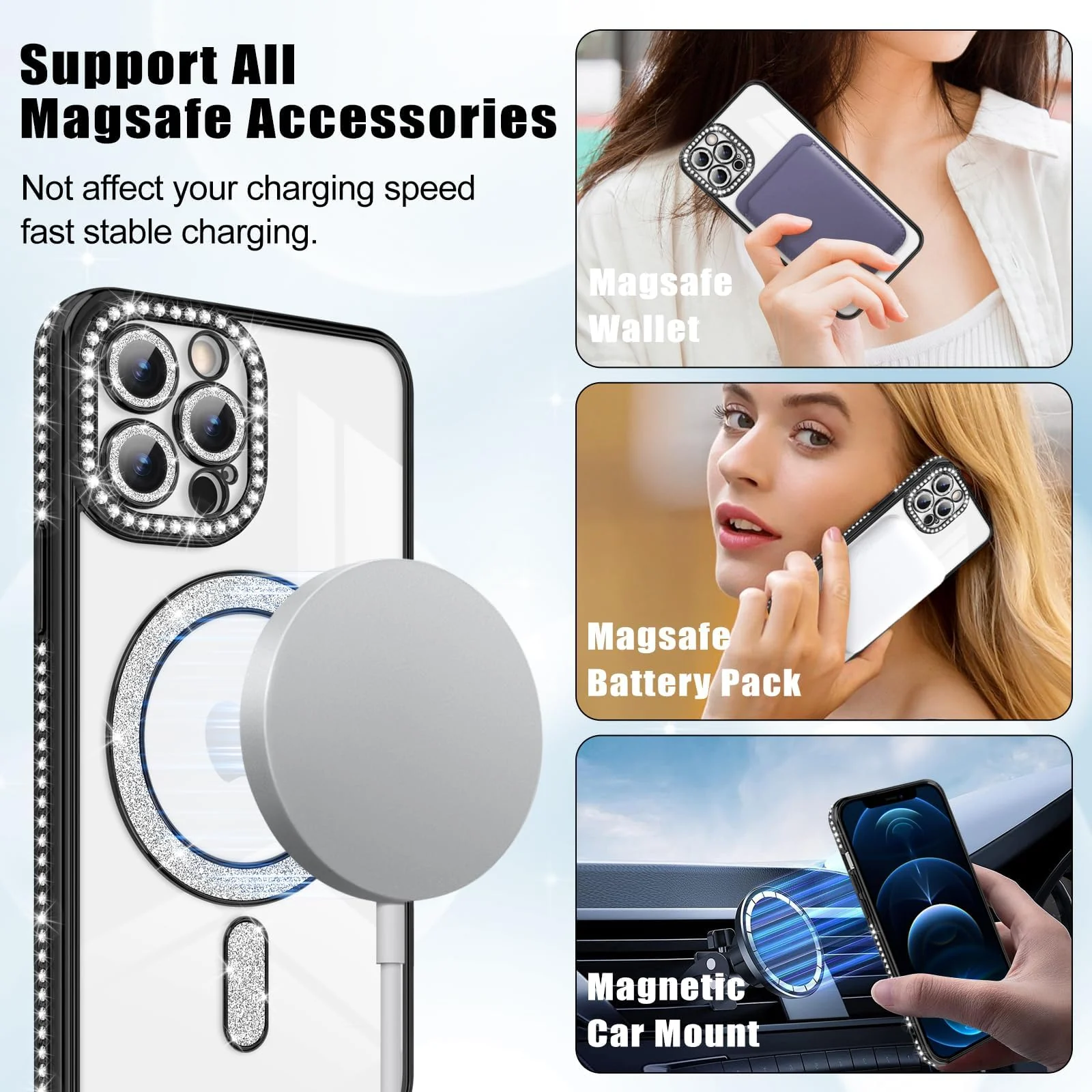 DL3 Mobilak MagSafe-Compatible Magnetic Case for iPhone 11 Pro with Camera Protection and Magnetic Car-Mount Support - Black