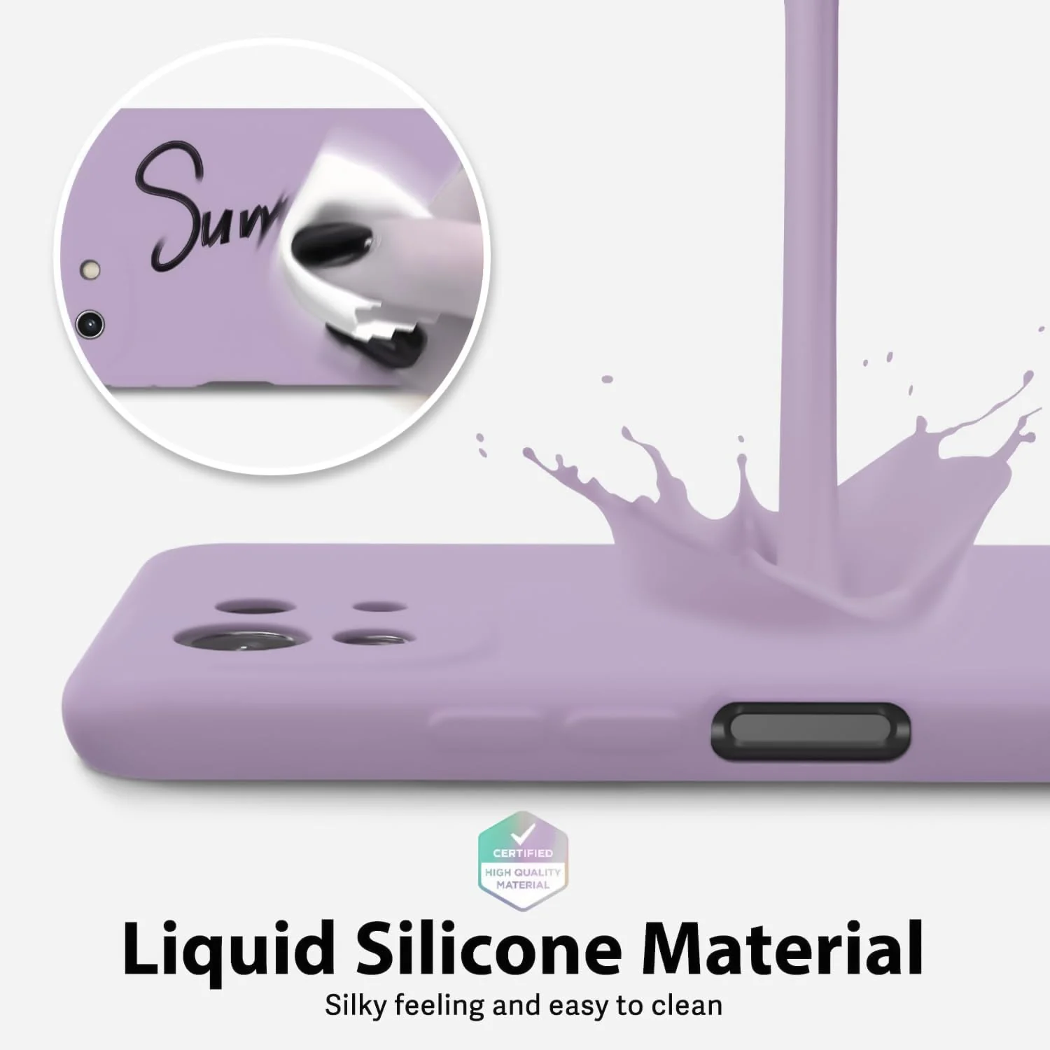DL3 Mobilak Liquid Silicone Protective Case with Soft Microfiber Lining with Full Camera Protection for Xiaomi Mi 11 Lite 4G / 5G & Mi11 Lite 5G NE - Lavender