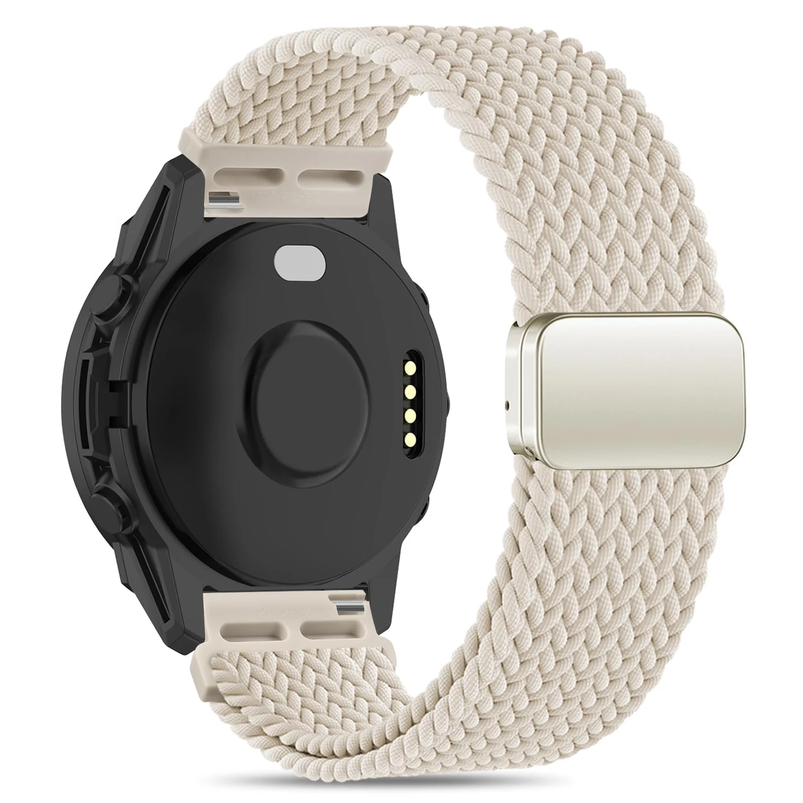 DL3 Mobilak 22mm Magnetic Band for Redmi Watch 5 Active/5 Lite/Samsung Galaxy Watch 3 45mm/Watch 46mm/Gear S3/Huawei watch GT6 GT5 46MM/GT2E/GT6 Pro/GT 5 Pro/Amazfit GTR 4/3, Stretchy Braided Nylon Sport Strap - Beige