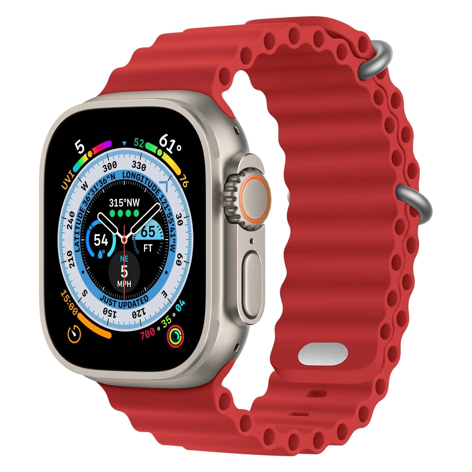DL3 Mobilak Ocean Band For Apple Watch Ultra 49mm 45mm 44mm 42mm, Waterproof Soft Silicone Sport Wristbands Replacement Strap iWatch Ultra SE 8 7 6 5 4 3 2 1 (Red, 42MM/44MM/45MM/49MM), unisex-adult - Black