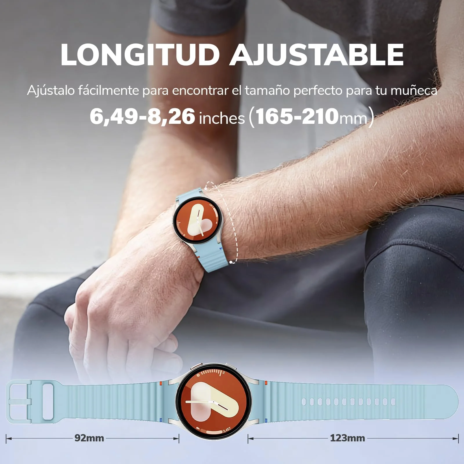 DL3 Mobilak No Gap Sport Bands For Samsung Galaxy Watch 7 6 5 4 FE Strap 40mm 44mm, Soft Silicone Sport Band for Galaxy Watch 6 Classic Straps 47mm 43mm/Galaxy Watch 5 Pro/Watch 4 Classic 42mm 46mm for Men Women - Turquoise