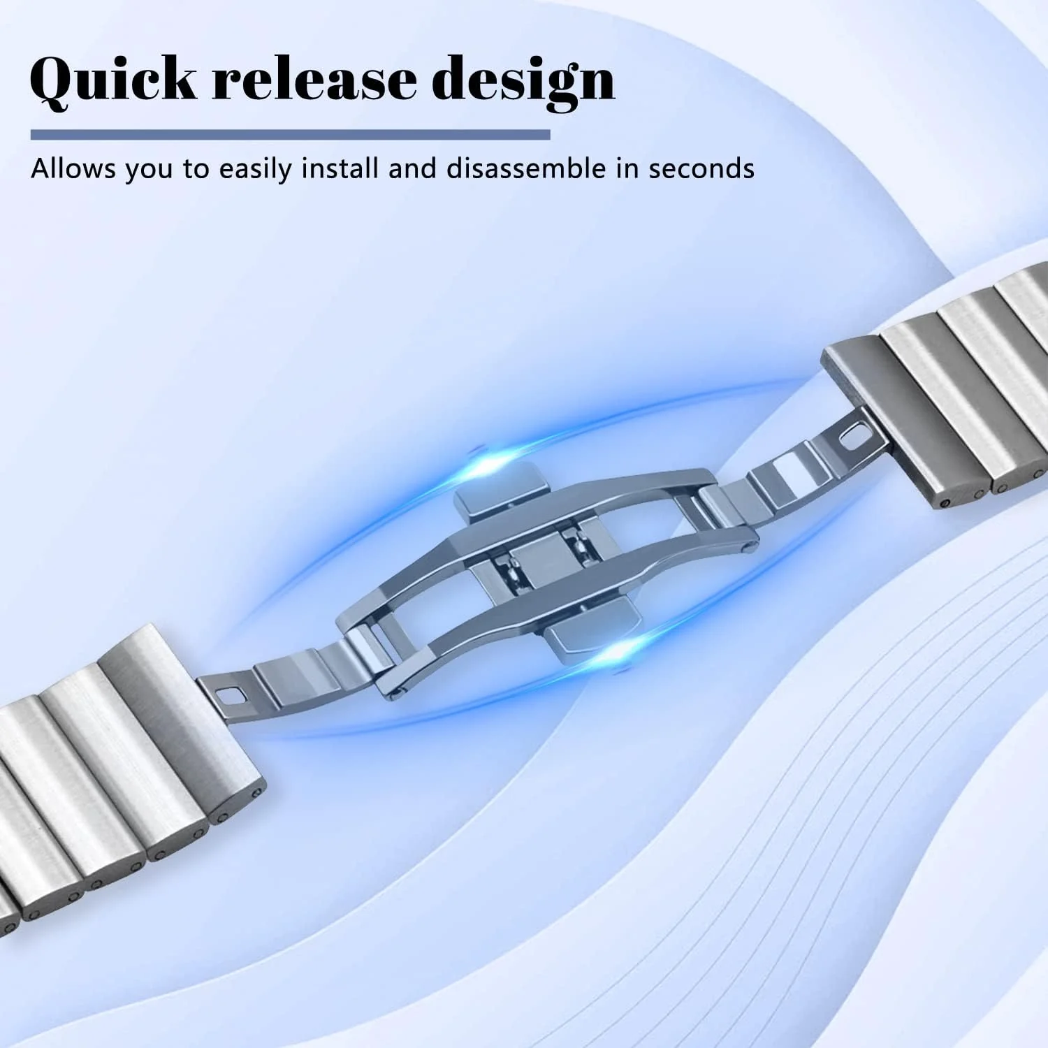 DL3 Mobilak Metal Bracelet Compatible with Xiaomi Redmi Watch 5 Active/Redmi Watch 5 Lite, 22mm Stainless Steel Replacement Band with Folding Clasp, Adjustable Replacement Bracelet Wristband - A. Silver