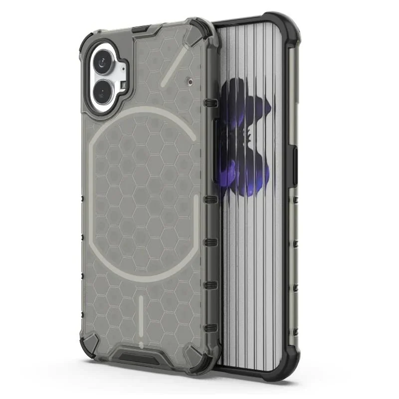 DL3 Mobilak Case For Nothing Phone (1), [Honeycomb Design] Drop Protection, Ultra Thin TPU + PC Transparent Silicone Protective Case, Shockproof Cover - Black