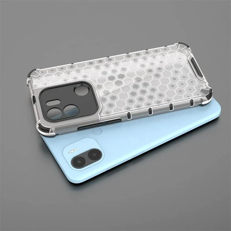 DL3 Mobilak Honeycomb Protective Case for Xiaomi Redmi A1 + A1 Plus, Shock-absorbing protection, Transparent design, Slim, lightweight profile - Clear