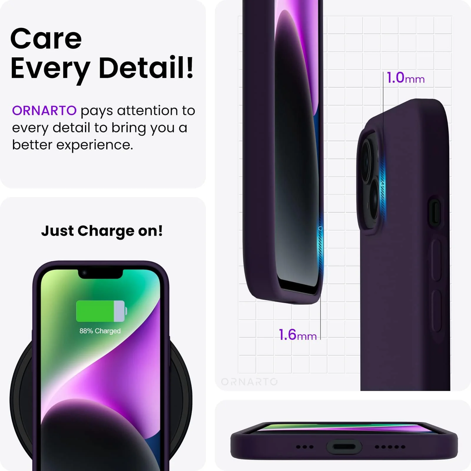 "DL3 Mobilak Liquid Silicone Protective Case for 𝐢𝐏𝐡𝐨𝐧𝐞 𝟏𝟓 𝐏𝐥𝐮𝐬, 𝐢𝐏𝐡𝐨𝐧𝐞 𝟏𝟒 𝐏𝐥𝐮𝐬 "" with Camera Protection and Microfiber Lining - Elderberry"