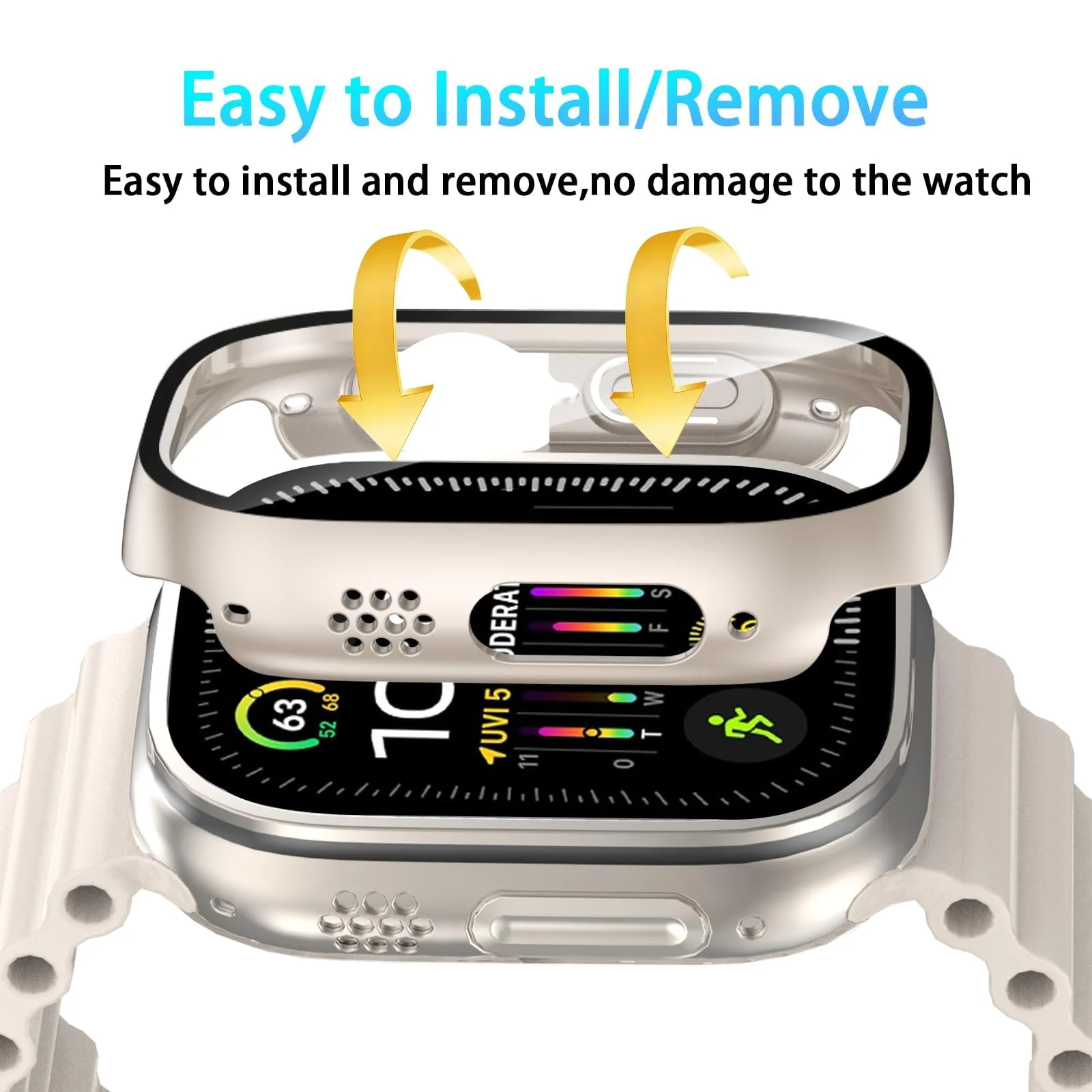 DL3 MOBILAK Full-Coverage Watch Case with Tempered Glass for Apple Watch Ultra 1 and 2 49MM - Starlight