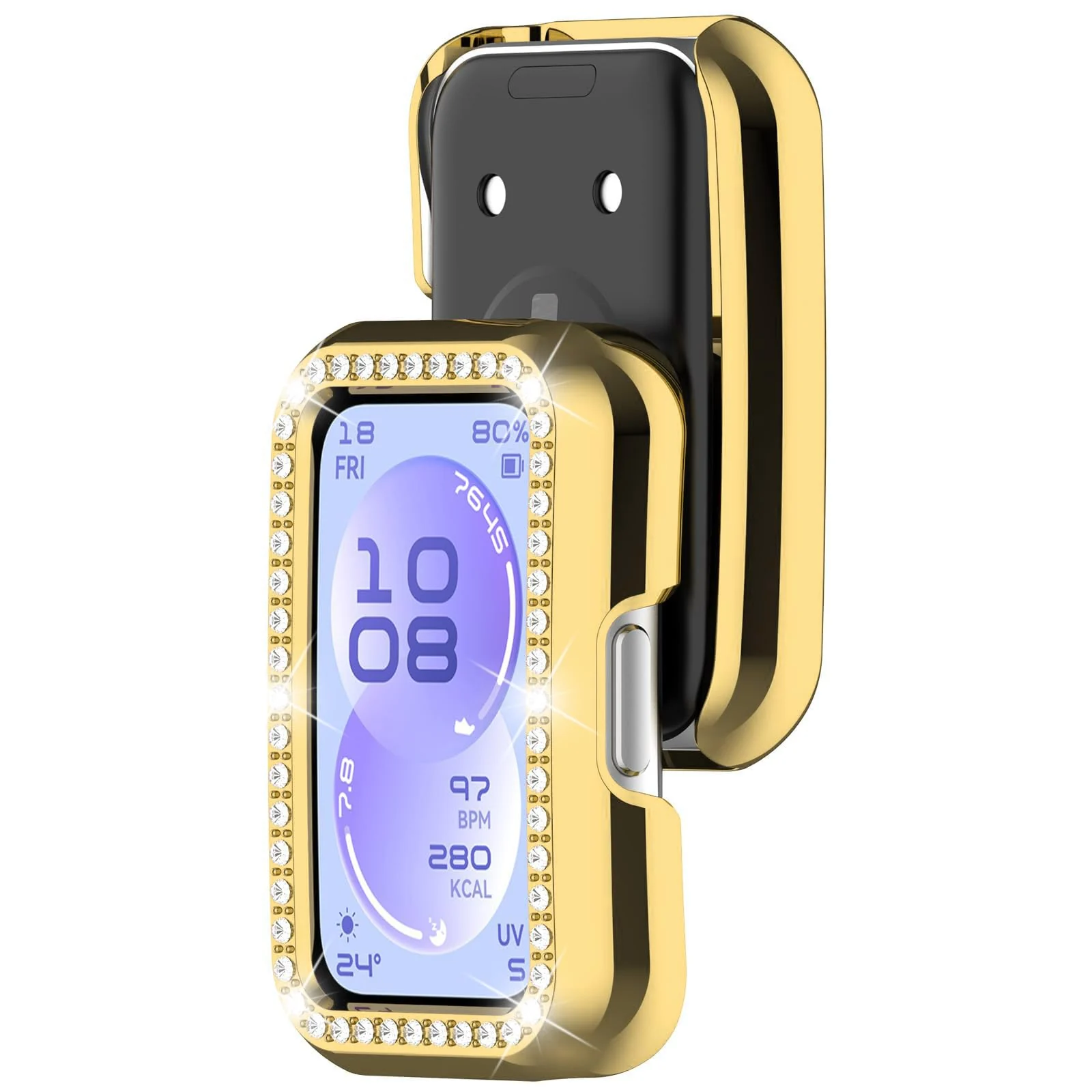 MOBIGON Crystal Bling PC Frame Case for Huawei Band 11, Gold