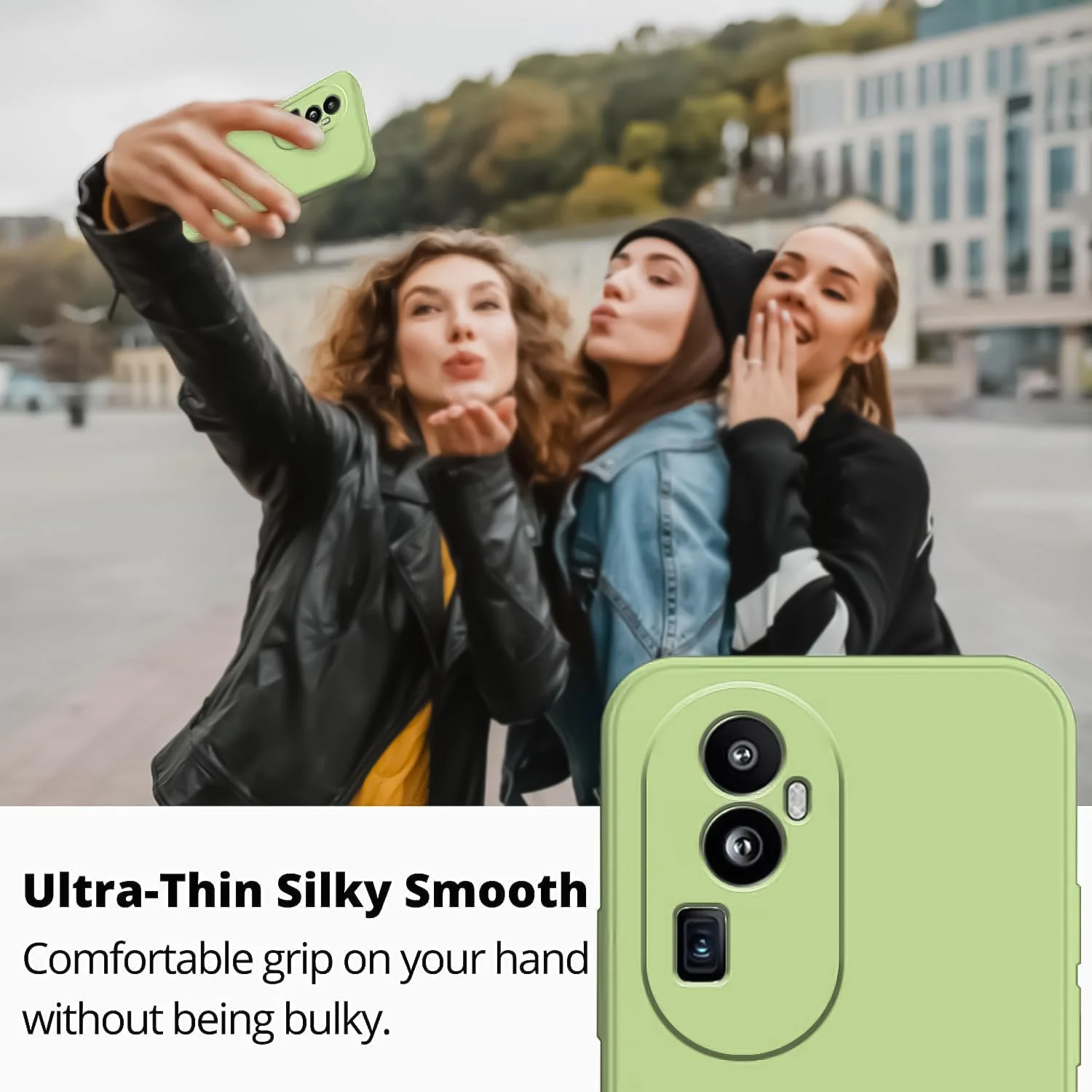 DL3 Mobilak Liquid Silicone Case for OPPO Reno 10 Pro + Plus 5G, Shock-absorbing protection, Scratch-resistant surface, Soft microfiber lining - Mint Green