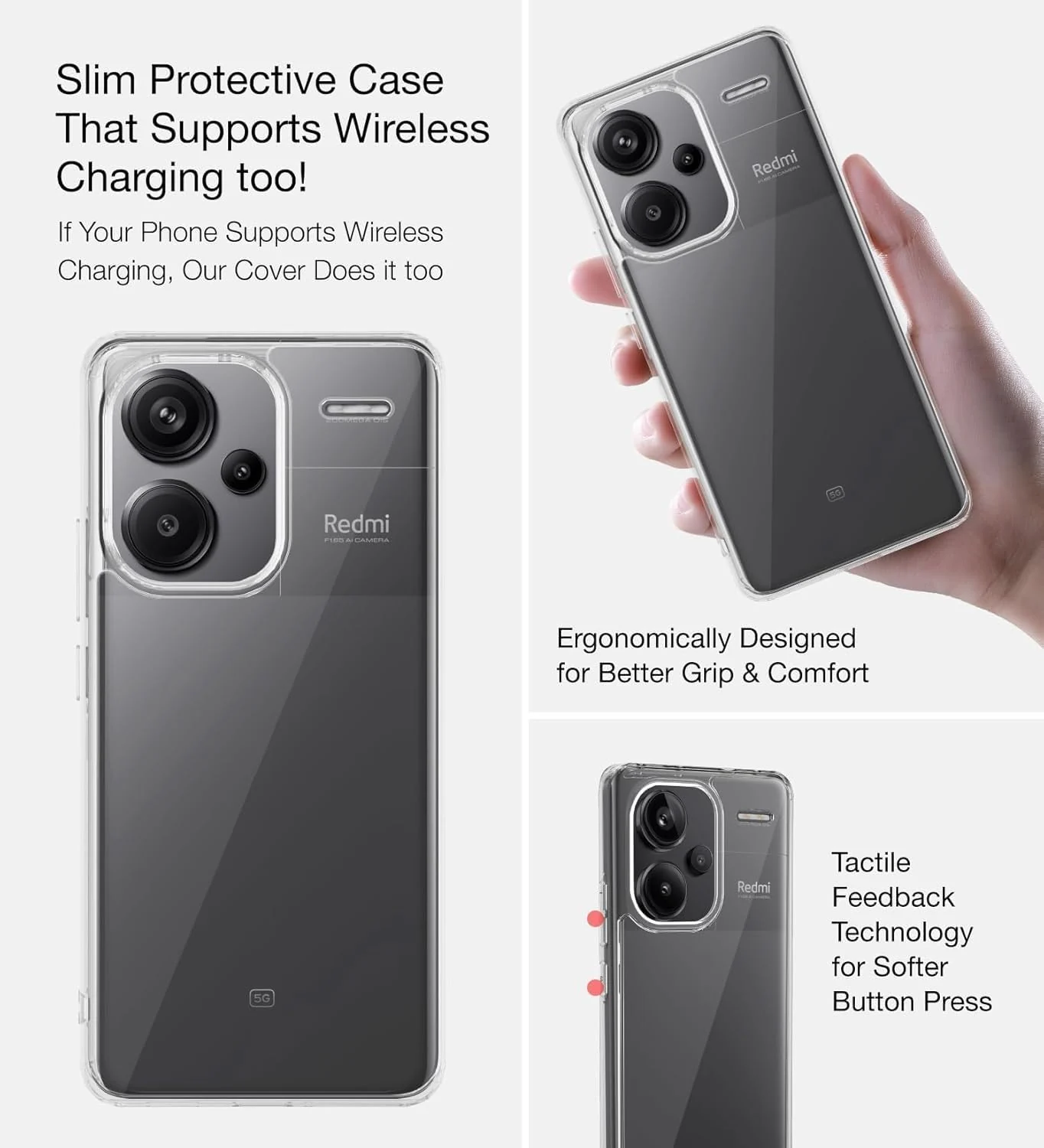 DL3 Mobilak Case Compatible with Xiaomi Redmi Note 13 Pro+ Plus 5G Case Crystal Soft TPU Gel Case Flexible Silicone Anti-Scratch TPU Cover - Clear