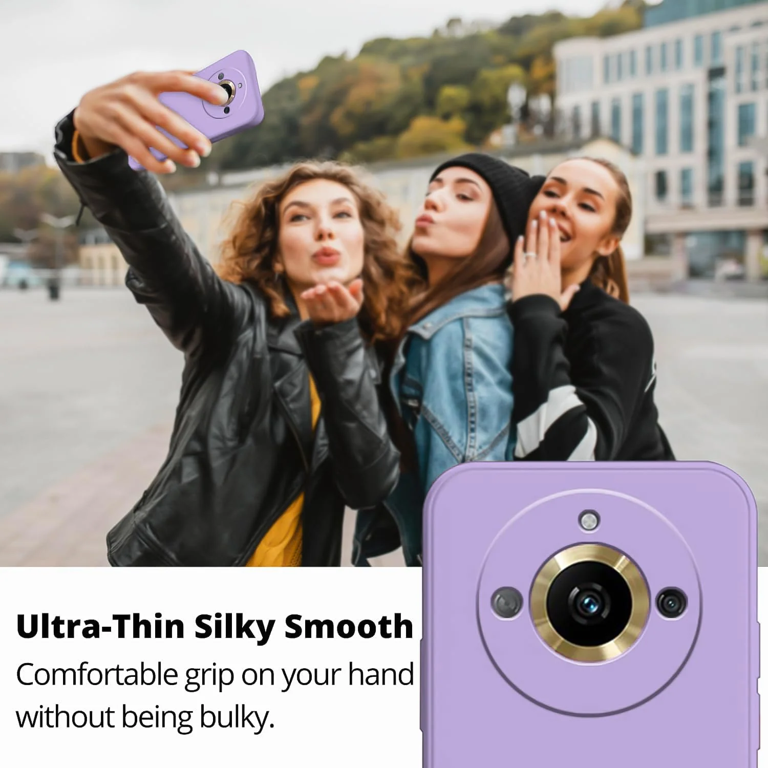 DL3 Mobilak Liquid Silicone Protective Case for realme 11 Pro / realme 11 Pro+ Plus 5G with Microfiber Lining and Shockproof Design - Light Purple