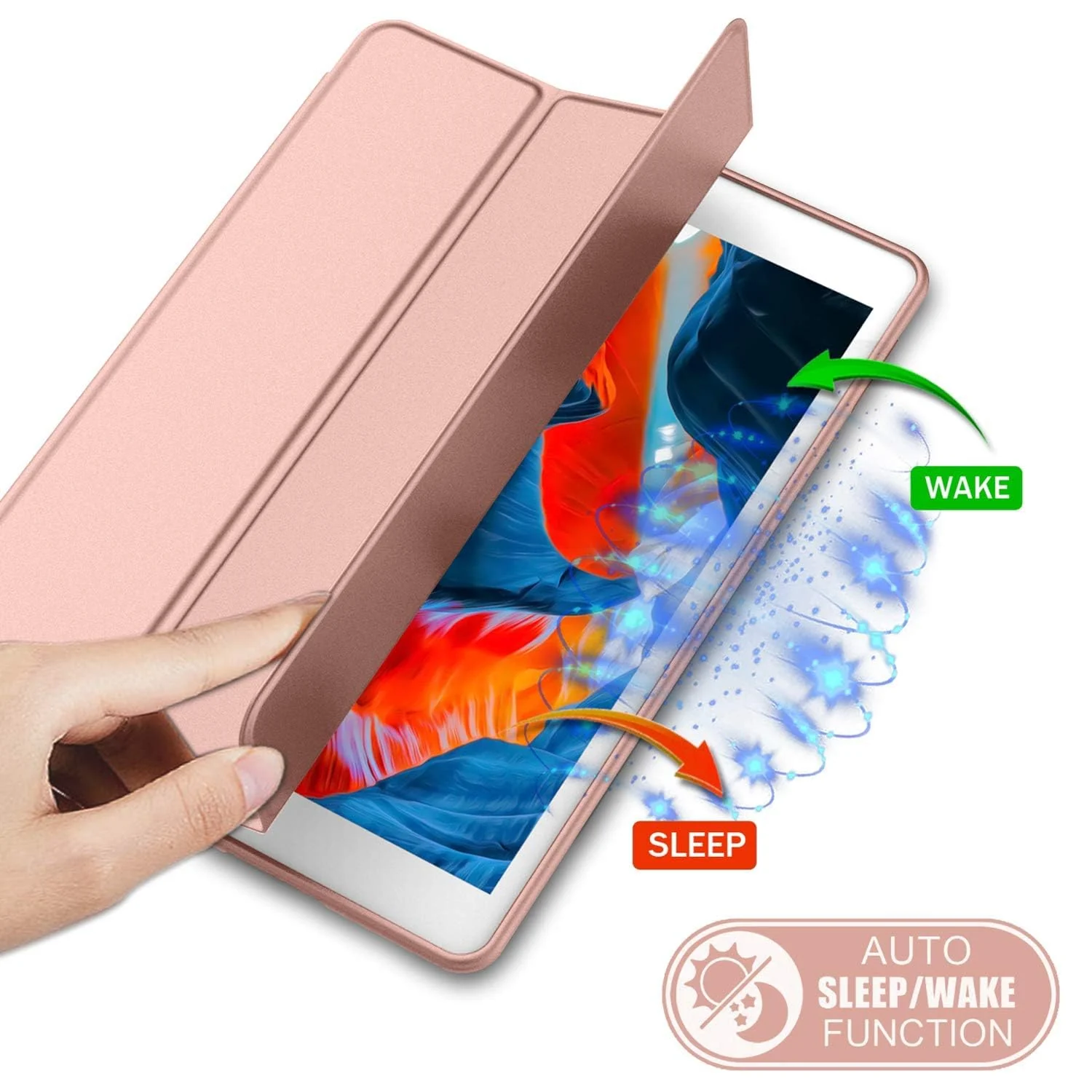 DL3 Mobilak Case For iPad 9.7-inch, (2018/2017), iPad Pro 9.7 Inch 2016, iPad Air 2nd/1st Smart Cover with Pencil Holder and Soft Silicone Back and Full Body Protection, Auto Wake/Sleep - Rose Gold