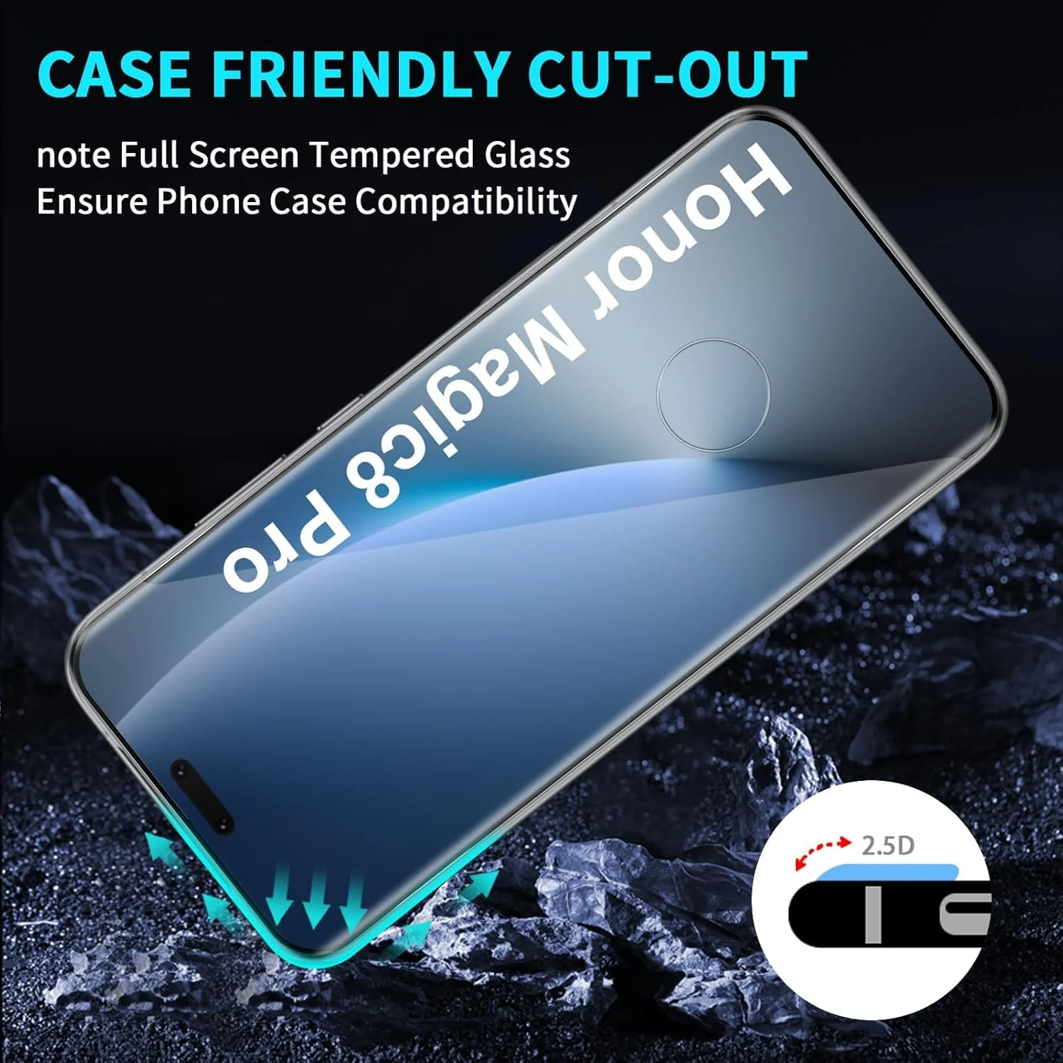 DL3 Mobilak Screen Protector for Honor Magic 8 Pro 5G, Tempered Glass Screen Saver Premium HD Protective, Scratch Resistant, NO-Bubble, 9H Hardness, Full Coverage Film - Clear