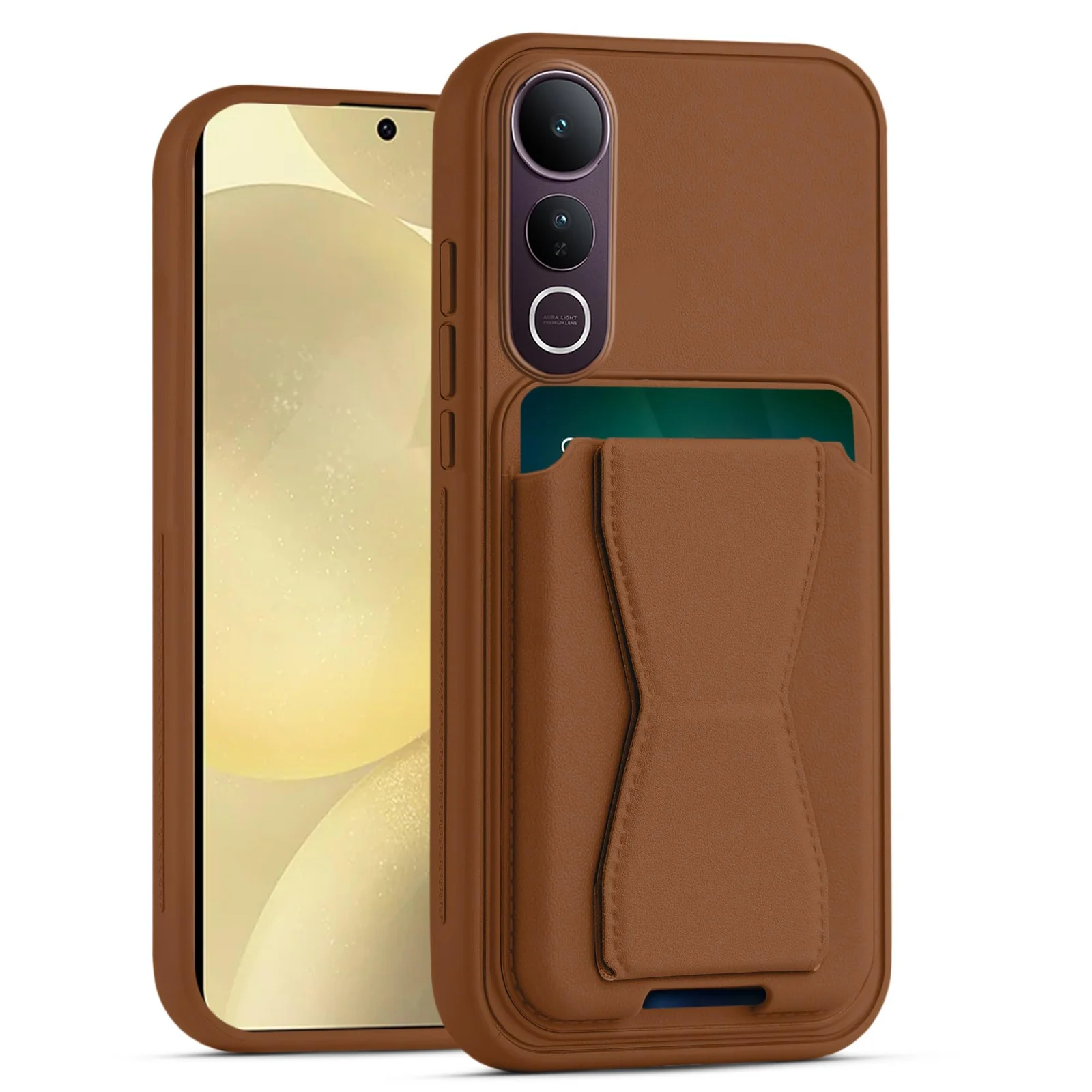DL3 Mobilak Leather Wallet Case for vivo V50 Lite 4G / 5G, Camera protection, Shock-absorbing protection, Built-in kickstand - Brown
