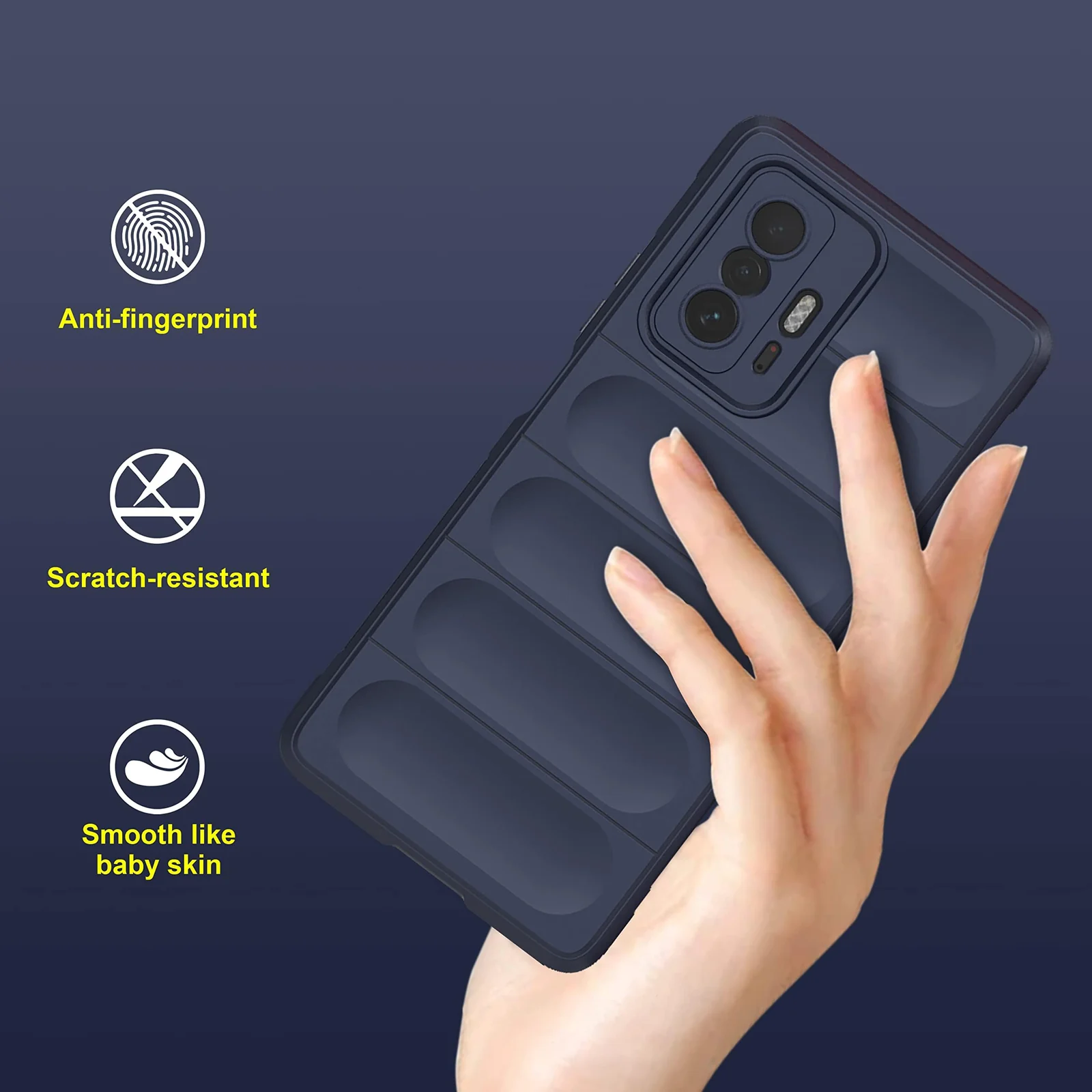 DL3 Mobilak Silicone Case for Xiaomi 11T 5G/Xiaomi 11T Pro 5G Heavy Duty Protective [Slim Fit] Shockproof Soft Flexible Protective Design Shock-Absorption TPU Cover With Camera Protection - Blue