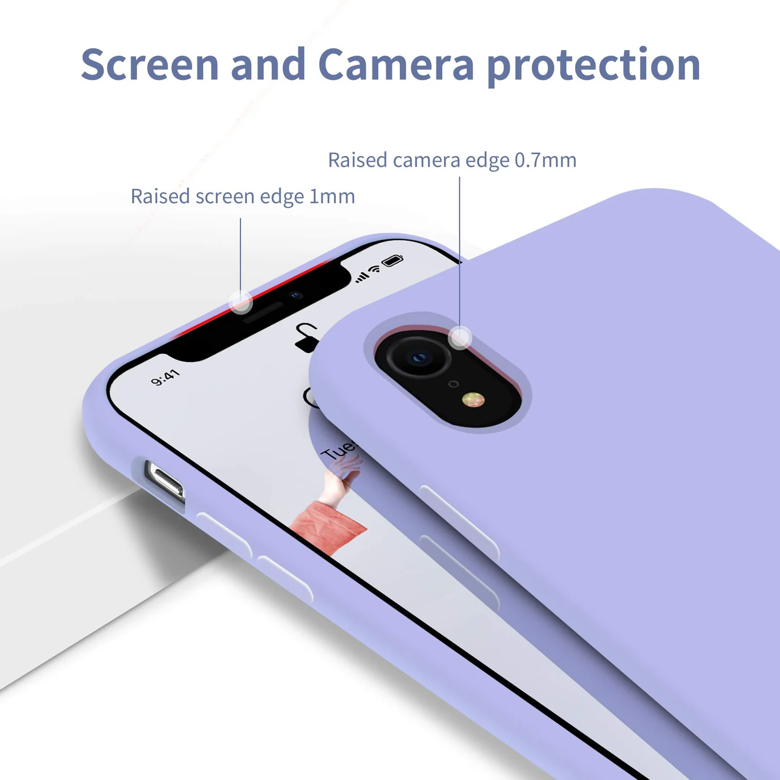 DL3 Mobilak Liquid Silicone Protective Case with Soft Microfiber Lining for iPhone XR - Light Purple