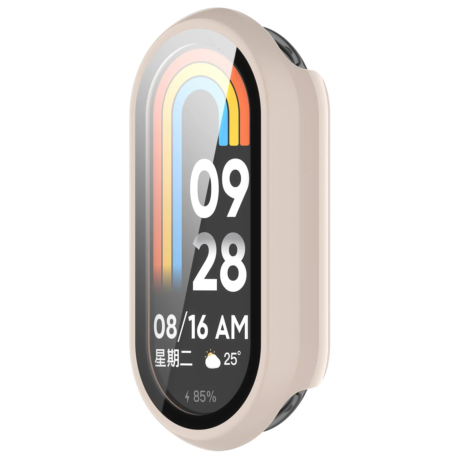 DL3 Mobilak Case Compatible with Xiaomi Mi Band 10, Full Coverage Slim Hard Case Protective Bumper Built-in Tempered Glass Screen Protector Shell for Xiaomi Smart Band 10 - Ivory White