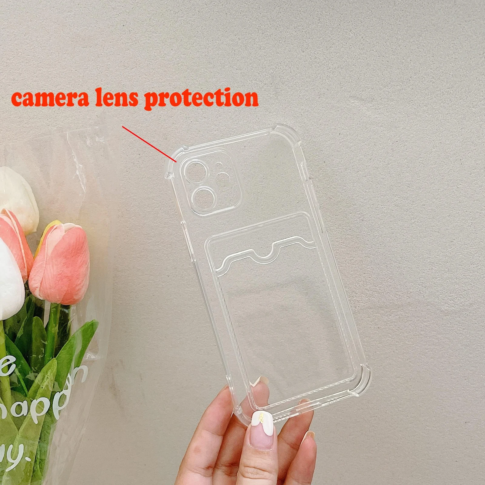 DL3 Mobilak Clear TPU Wallet Case with Card Slot and Camera Protection for OPPO Reno 8T 4G - Transparent