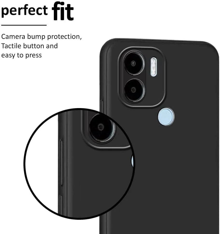 DL3 Mobilak Case For Xiaomi Redmi A1+ A1 Plus 4G, Case Compatible with Liquid Silicone Case Protector Camera Soft TPU Slim Back Cover - Black